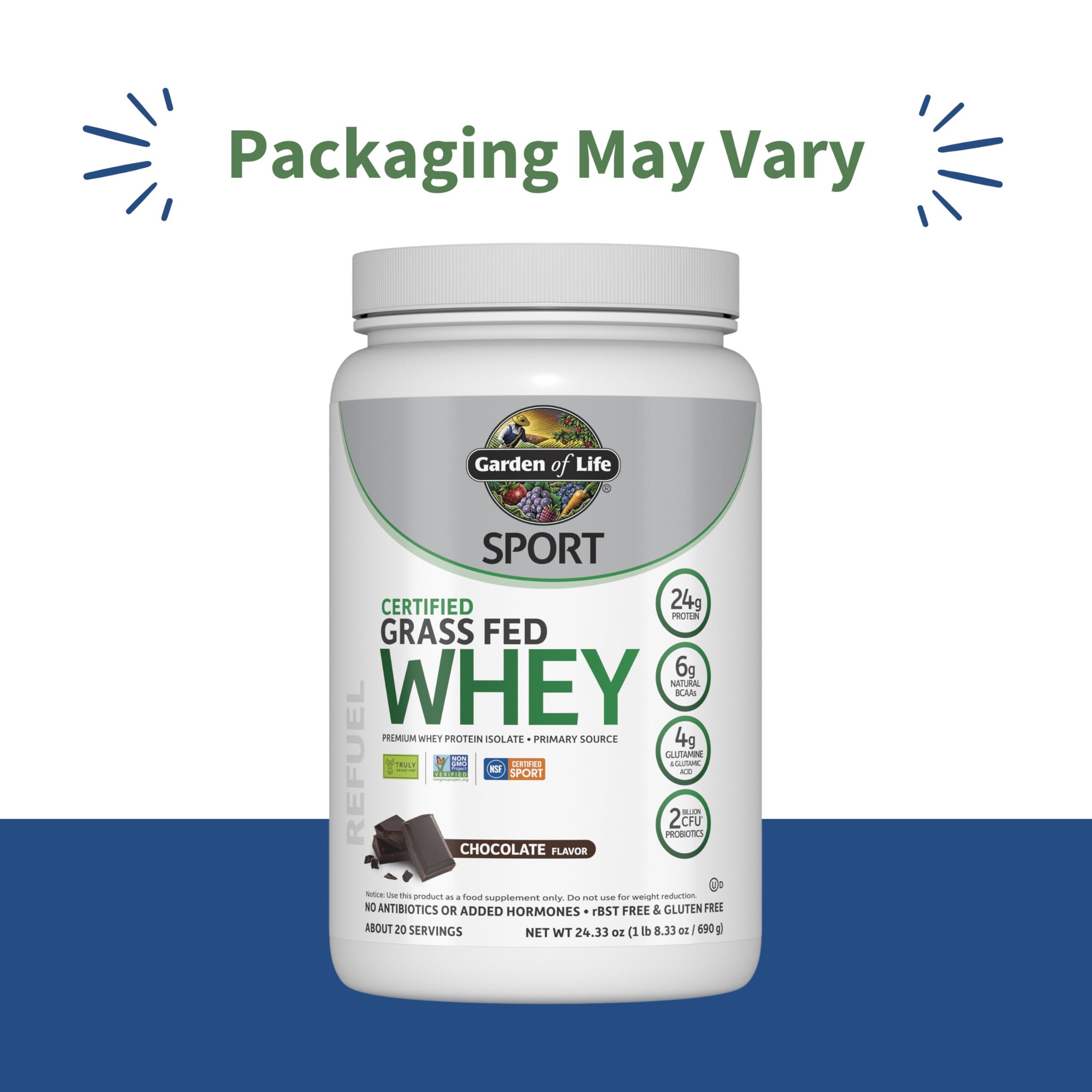 Garden of Life Sport Whey Protein Powder Chocolate, Premium Grass Fed Whey Protein Isolate Plus Probiotics for Immune System Health, 24g Protein, Non GMO, Gluten Free, Cold Processed - 20 Servings - Image 2