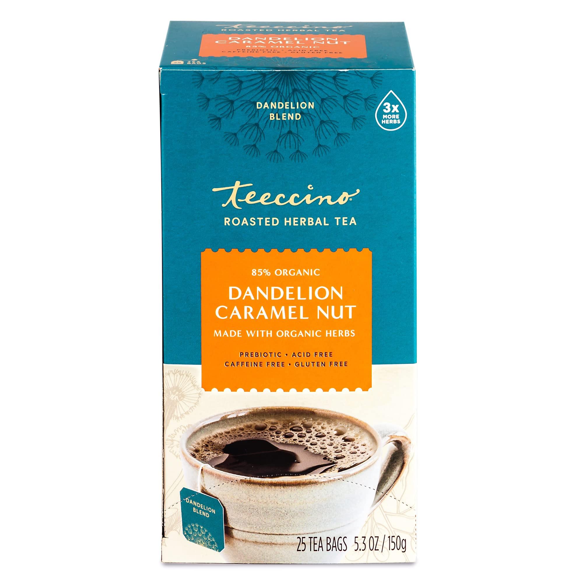 Teeccino Dandelion Caramel Nut Tea, 25 Tea Bags - Caffeine Free, Roasted Herbal Tea with Prebiotics, 3x More Herbs than Regular Tea Bags, Gluten Free, Great Hot or Iced, Herbal Tea - Image 8