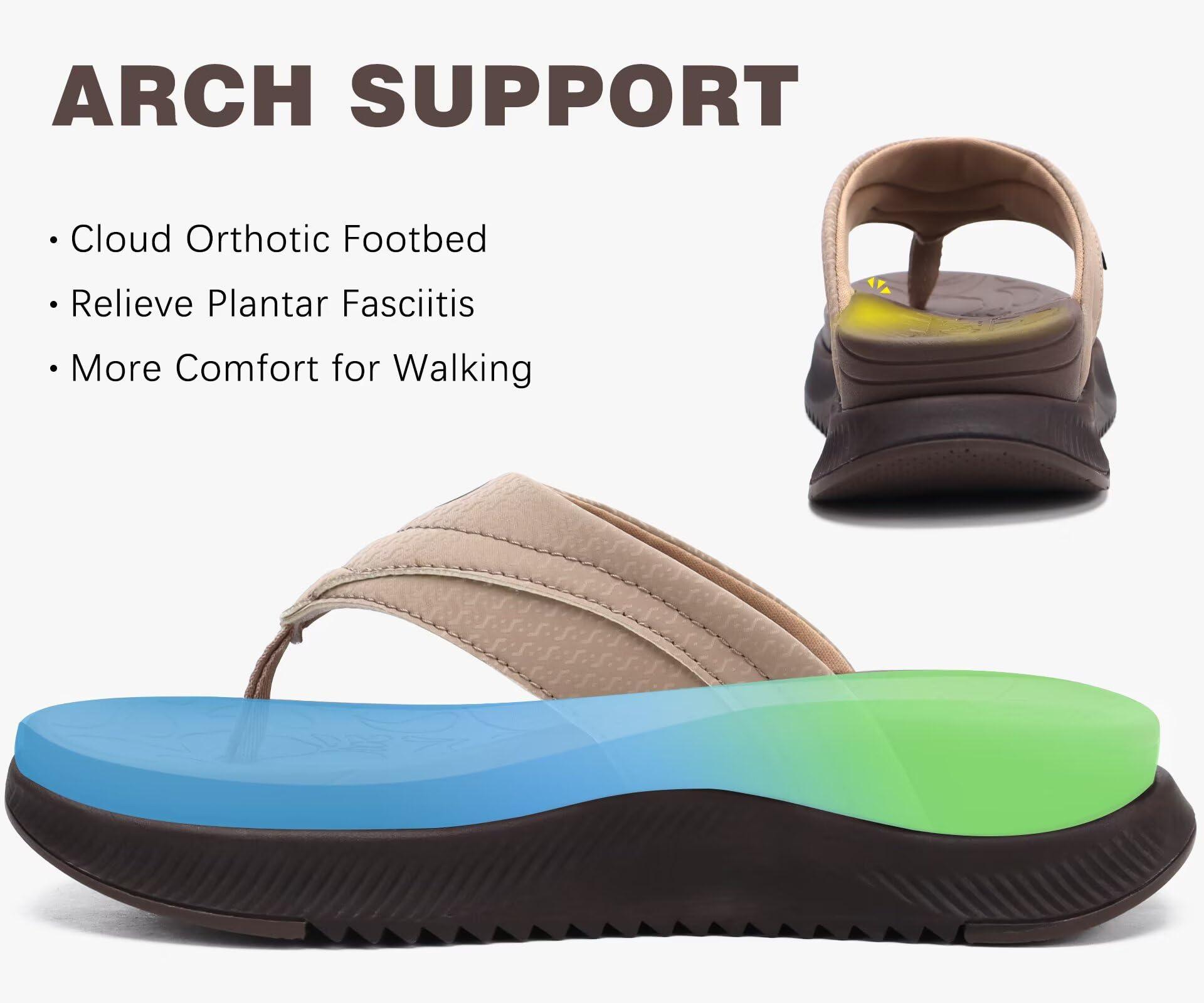 ONCAI Women's Orthotic Cushion Flip Flops Recovery Walking Sandals for Women with Arch Support Summer Comfortable Slip On Flip Flops for Womans Size 6-12 - Image 2