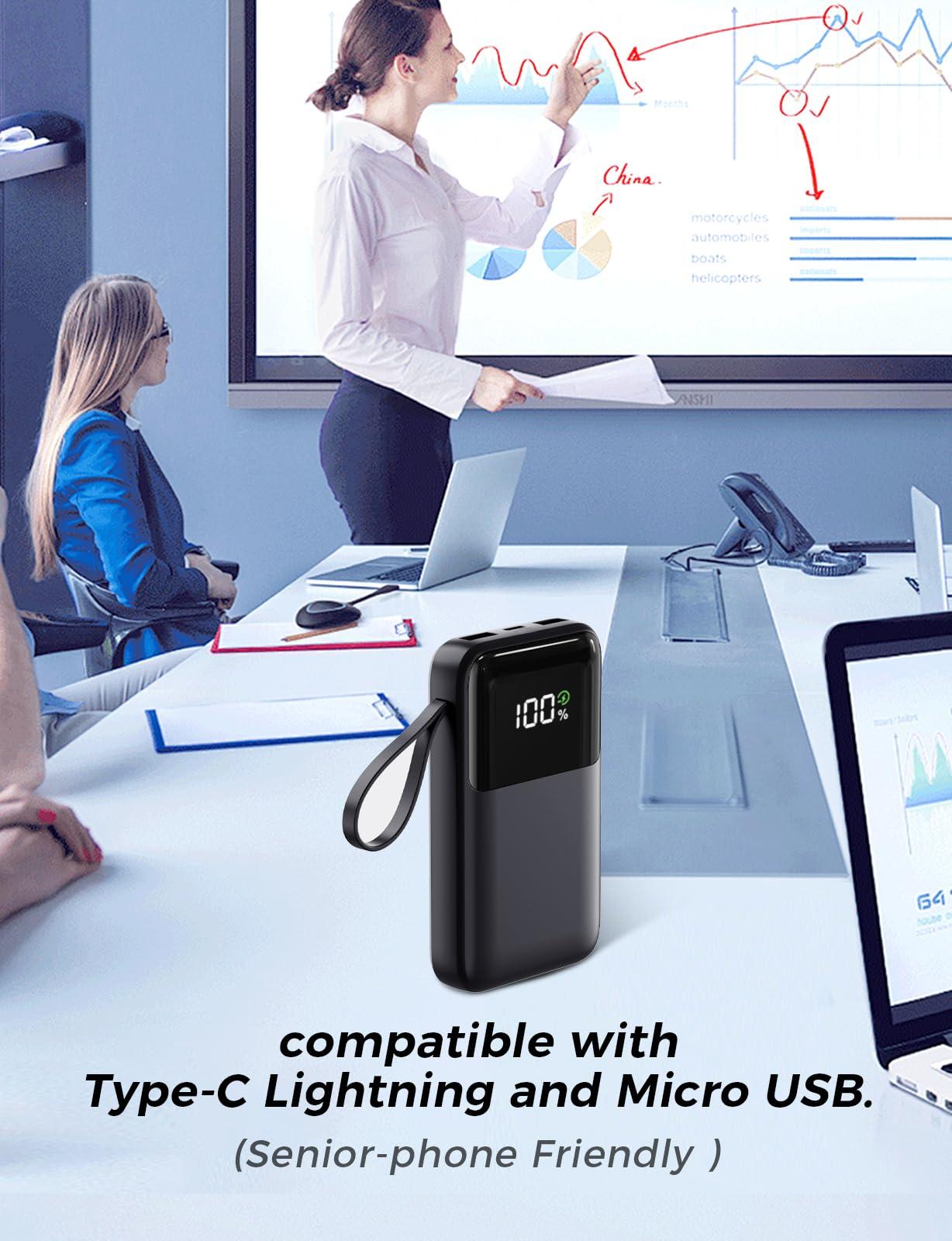Portable Charger with Built in Cable, 15000mAh Power Bank, 22.5W Fast Charging, 6 Outputs, Slim Travel Essential Battery Pack with LED Display, Compatible with iPhone 16/15/14/13, Samsung, iPad, etc - Image 7