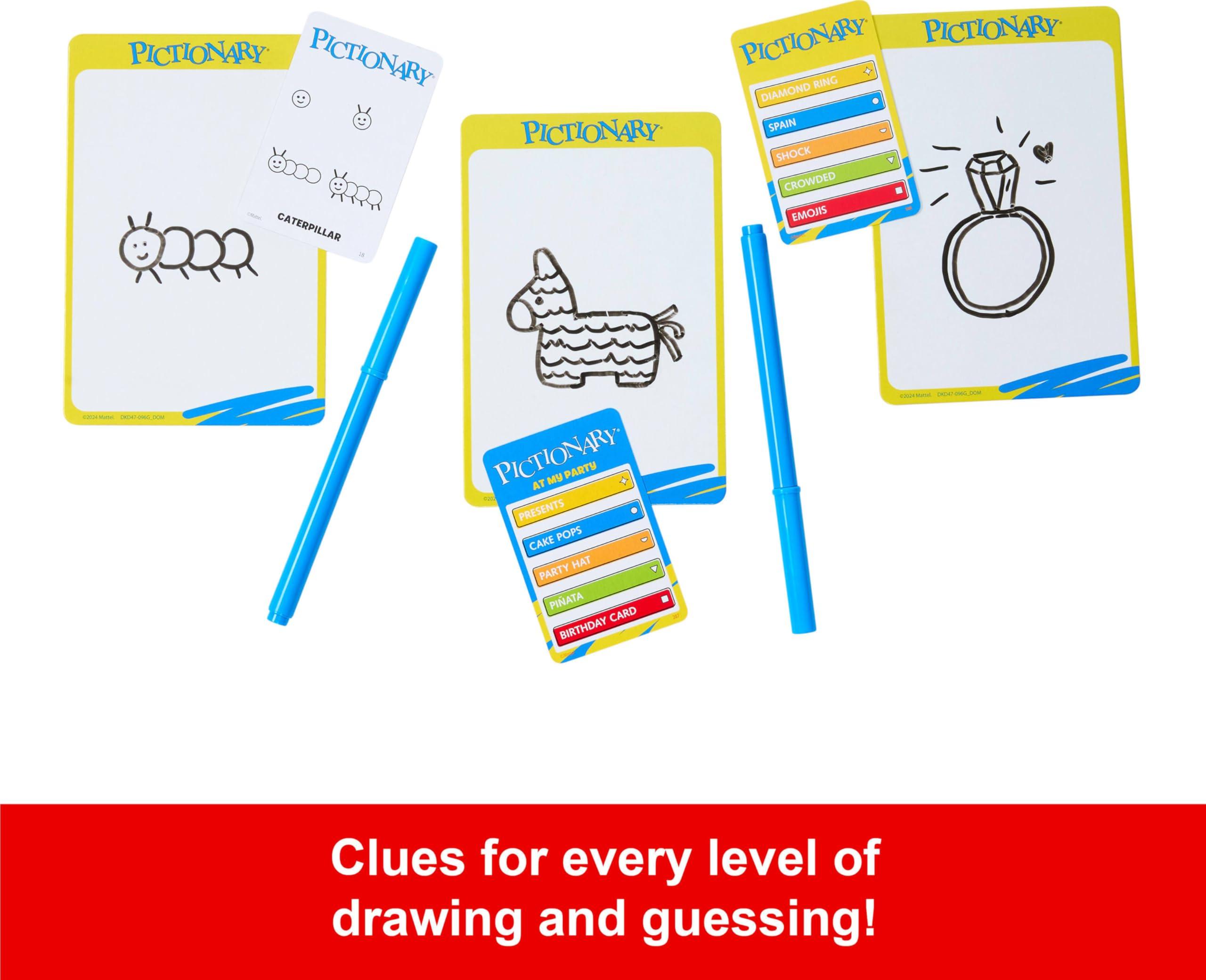 Mattel Games Pictionary Family Board Game for Kids, Adults and Game Night for 2 Teams with Erasable Markers, Boards and Sand Timer (Amazon Exclusive) - Image 5