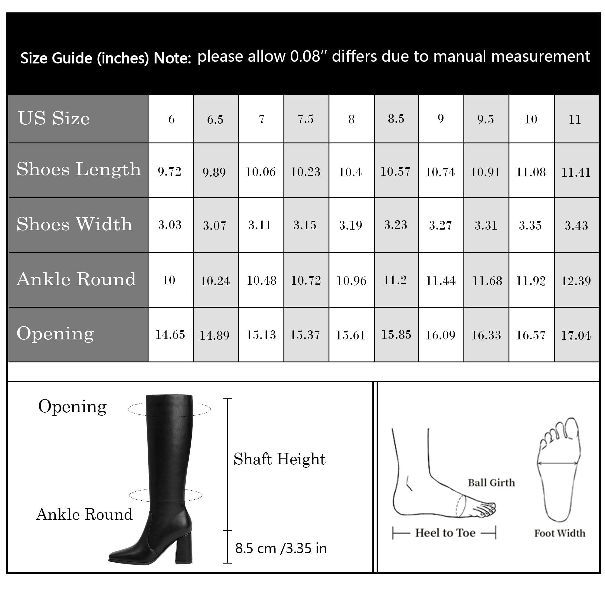 Modatope Knee High Boots Women Chunky Heel Square Toe Tall Boot for Women High Heel Side Zipper Long Boots - Image 4
