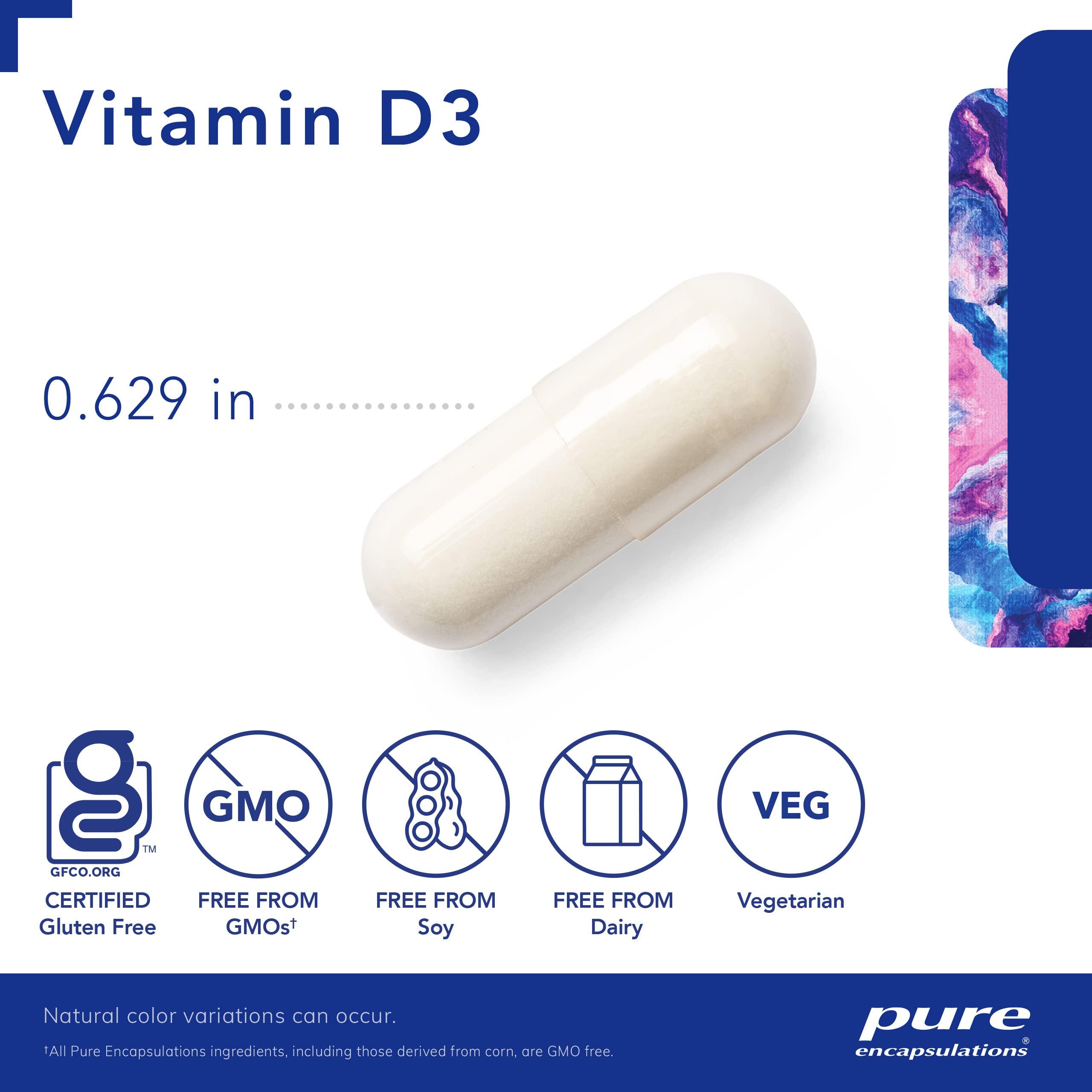 Pure Encapsulations Vitamin D3 125 mcg (5,000 IU) - Supplement to Support Bone, Joint, Breast, Heart, Colon, and Immune Health* - with Vitamin D - 120 Capsules - Image 3