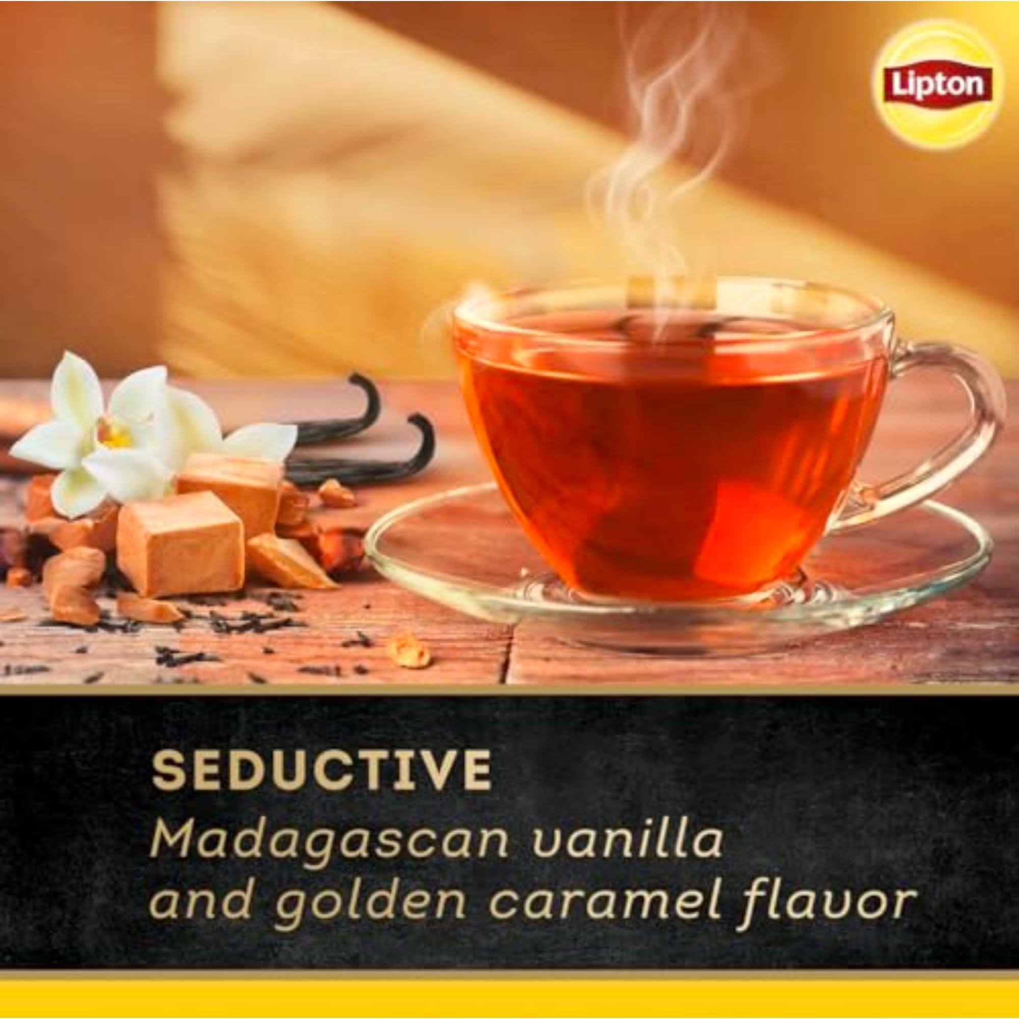 Lipton Black Tea Vanilla Caramel, Pyramid Tea Bags, Flavored Teabags, 80 Total Bags (20ct - Pack of 4) - Image 6