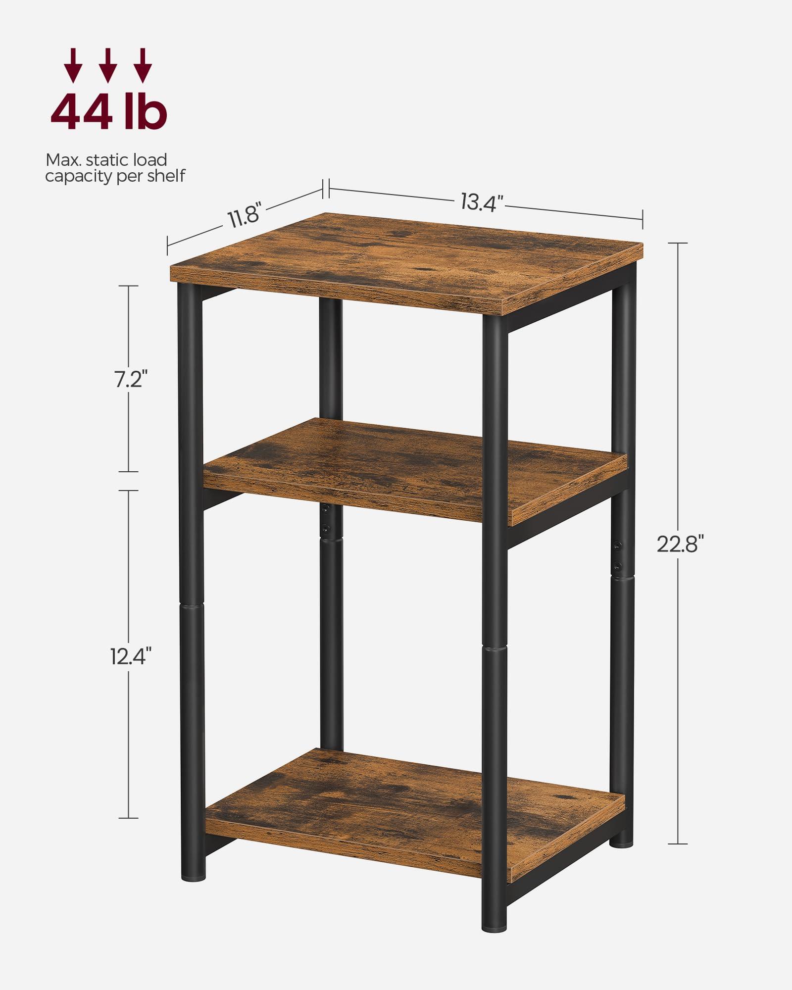 VASAGLE Side Table, Small End Table, Tall Nightstand for Living Room, Bedroom, Office, Bathroom, Rustic Brown and Classic Black ULET273B01 - Image 3