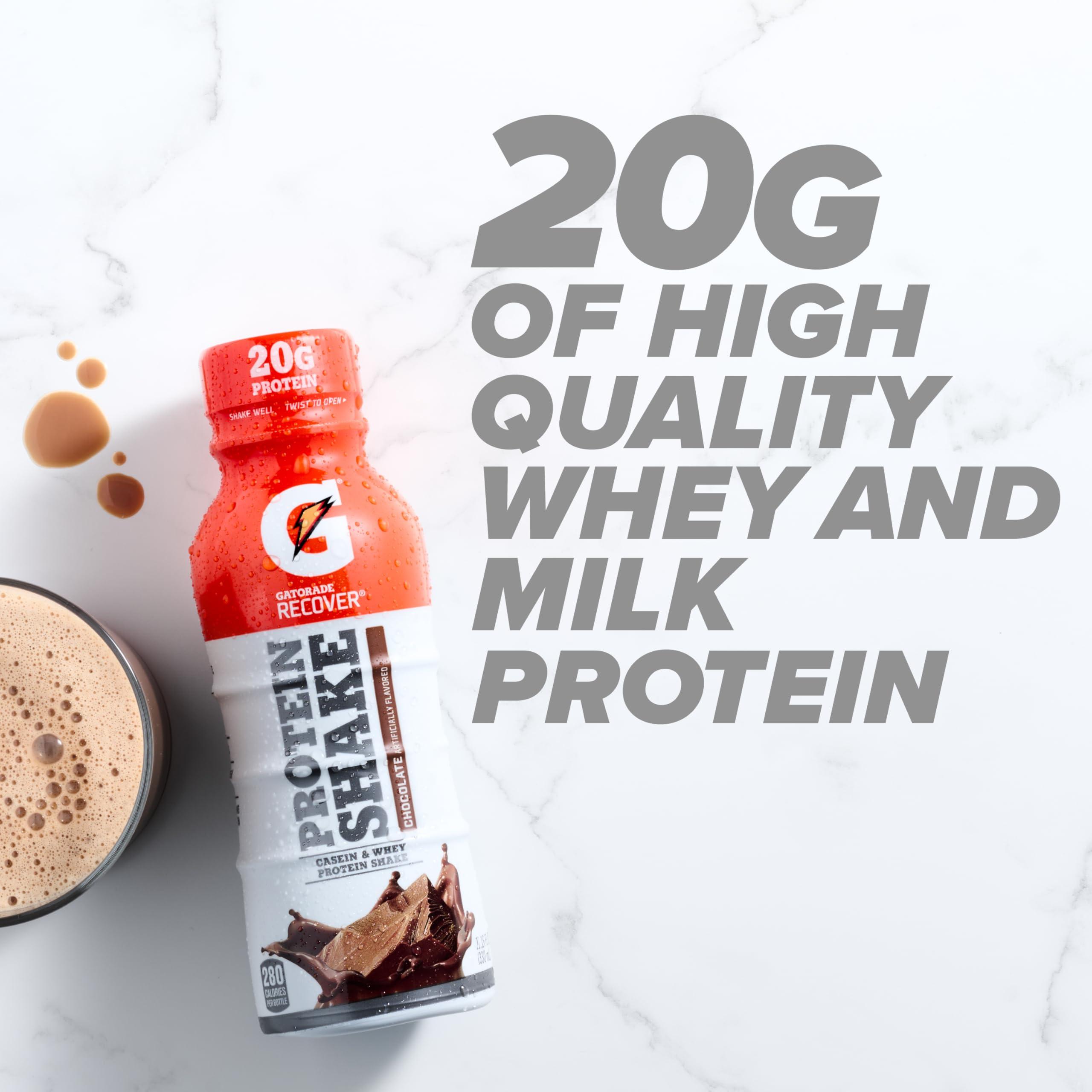 Gatorade Recover Protein Shake, Chocolate, 20g Protein, 11.6 fl oz Plastic Bottle, Pack of 12 - Image 3