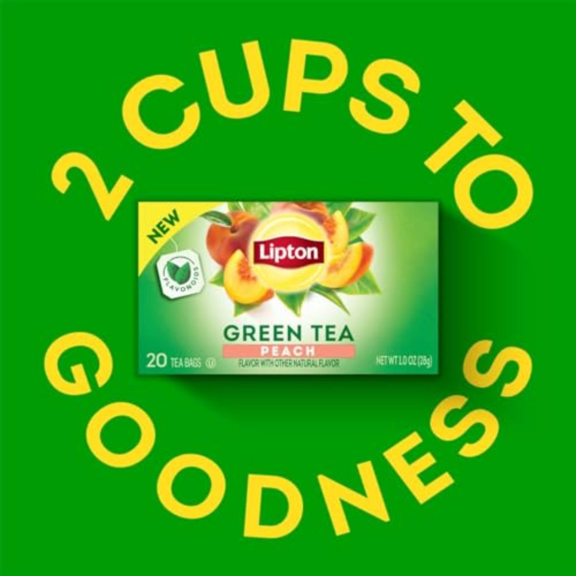 Lipton Peach Green Tea Bags, Flavored, Unsweetened Teabags for Hot Tea or Peach Iced Tea with Caffeine and Flavonoids, 120 Total Tea Bags (20ct - Pack of 6) - Image 5