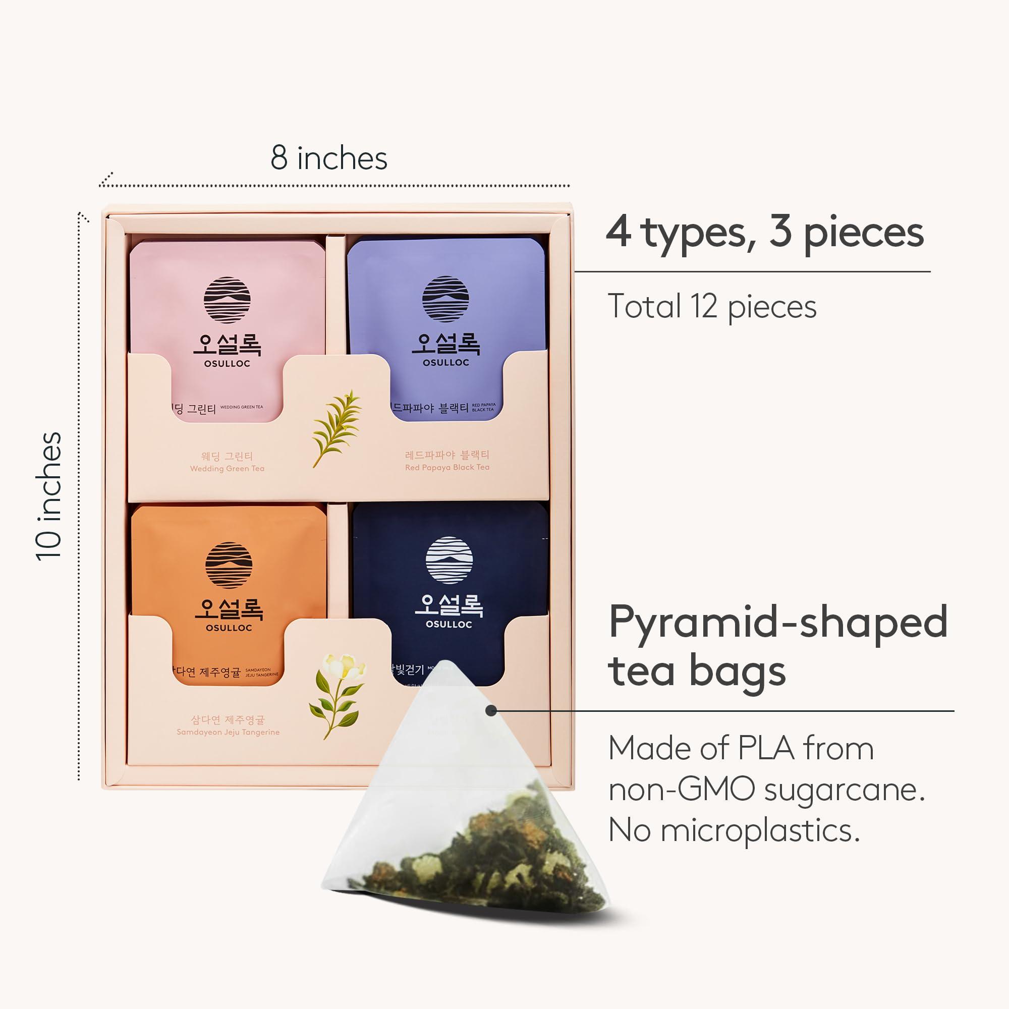 OSULLOC Lovely Tea Gift Box Set (12 count, 4 flavors x 3 EA) | Premium Blended Tea from Jeju | Korean Tea Sampler | Fruit Tea Variety Pack | Pyramid Tea Bag Series - Image 6