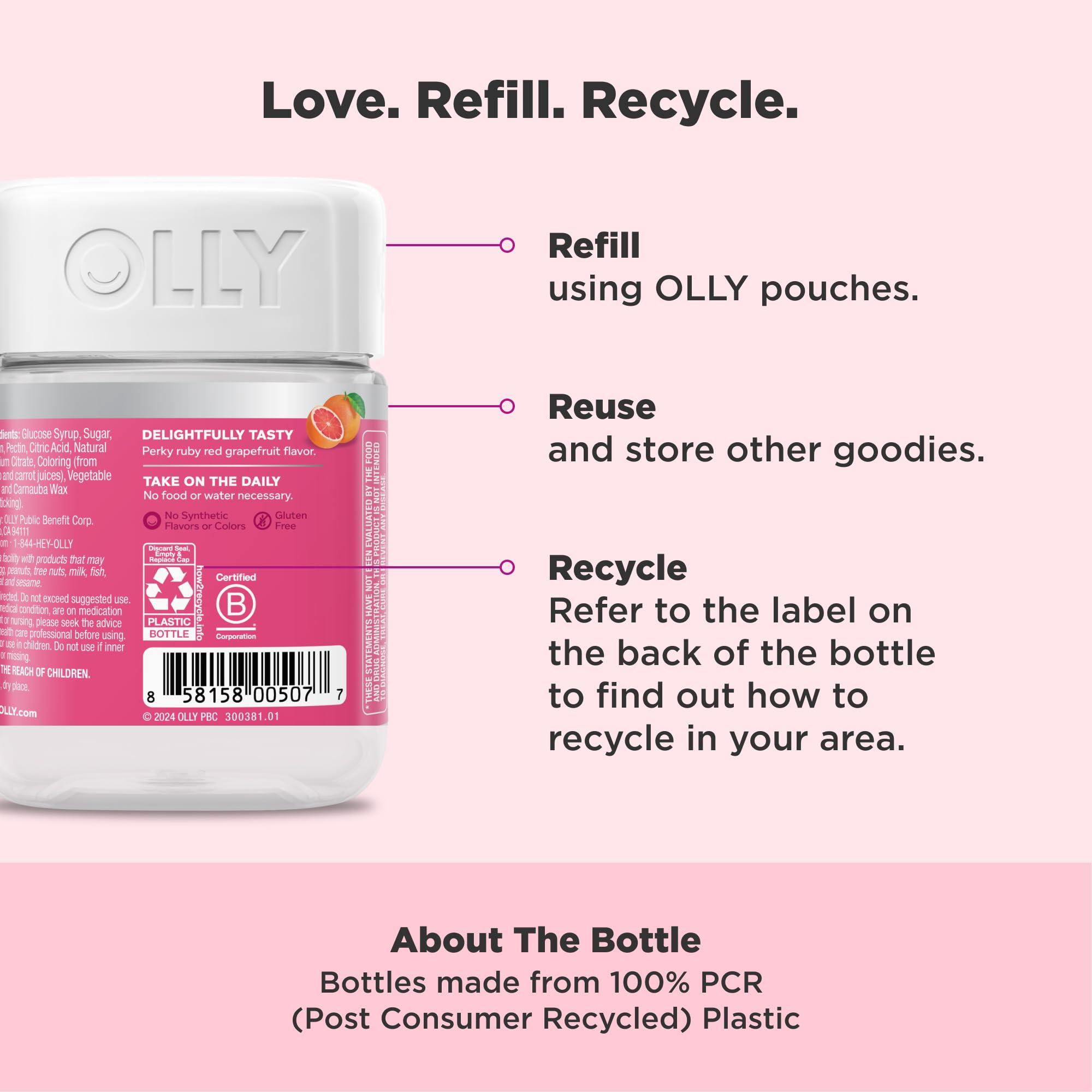 OLLY Undeniable Beauty Gummy, For Hair, Skin, Nails, Biotin, Vitamin C, Keratin, Chewable Supplement, Grapefruit, 30 Day Supply - 60 Count - Image 5