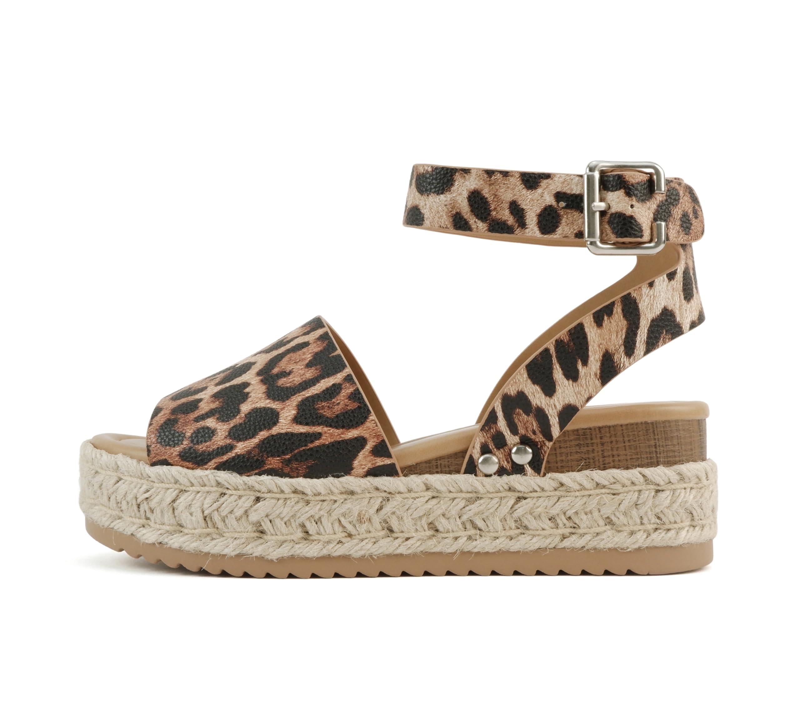 Soda Topic Open Toe Buckle Ankle Strap Espadrilles Flatform Wedge Casual Sandal