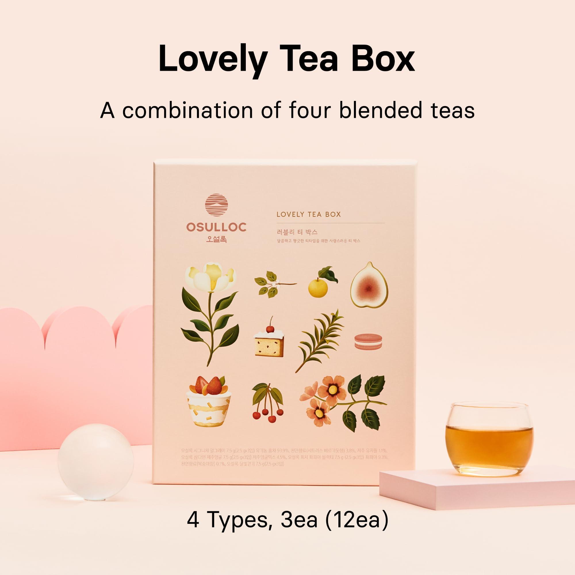 OSULLOC Lovely Tea Gift Box Set (12 count, 4 flavors x 3 EA) | Premium Blended Tea from Jeju | Korean Tea Sampler | Fruit Tea Variety Pack | Pyramid Tea Bag Series - Image 2