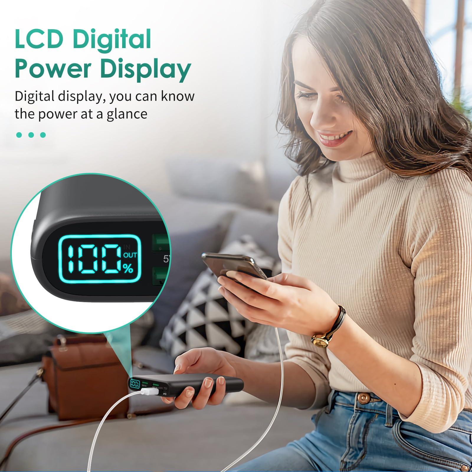 Portable Charger 38800mAh,LCD Display Power Bank,5 USB Outputs Battery Pack Backup, USB-C in&out Dual Input Phone Charging Compatible with iPhone 16/15/14/13 Pro/12,Android Samsung Galaxy Pixel Nexus - Image 8