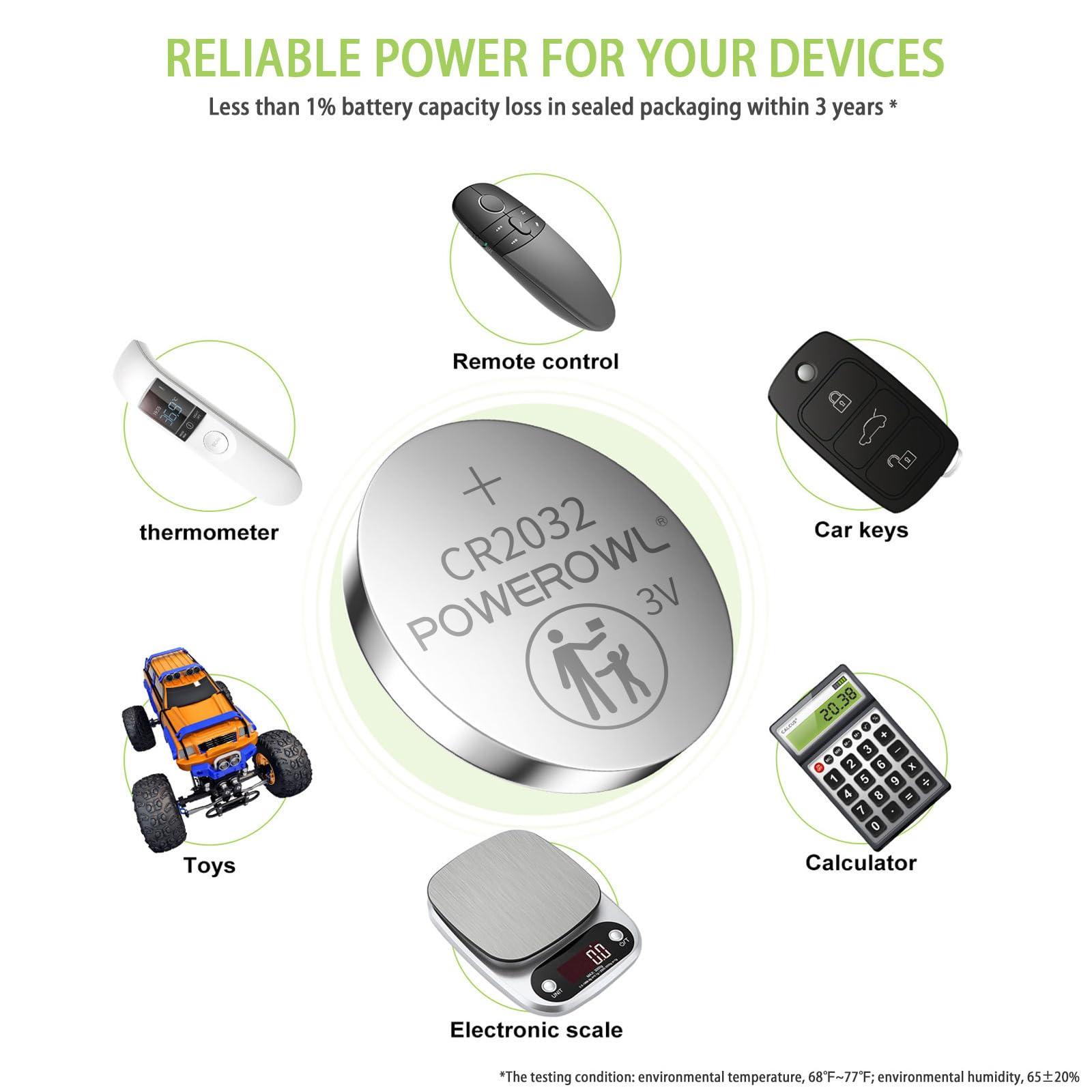 POWEROWL High Capacity CR2032 Battery (20-Pack) 3v Lithium Batteries, Leak-Free, Long Lasting Cr 2032 - Image 6
