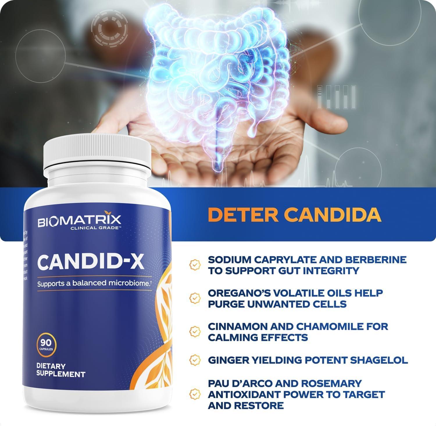 BioMatrix Candid-X Gut Cleanse with Berberine, Oregano, Sodium Caprylate, Chamomile, Ginger, PAU D'arco, Digestive Supplement for Men and Women | 90 Capsules - Image 4