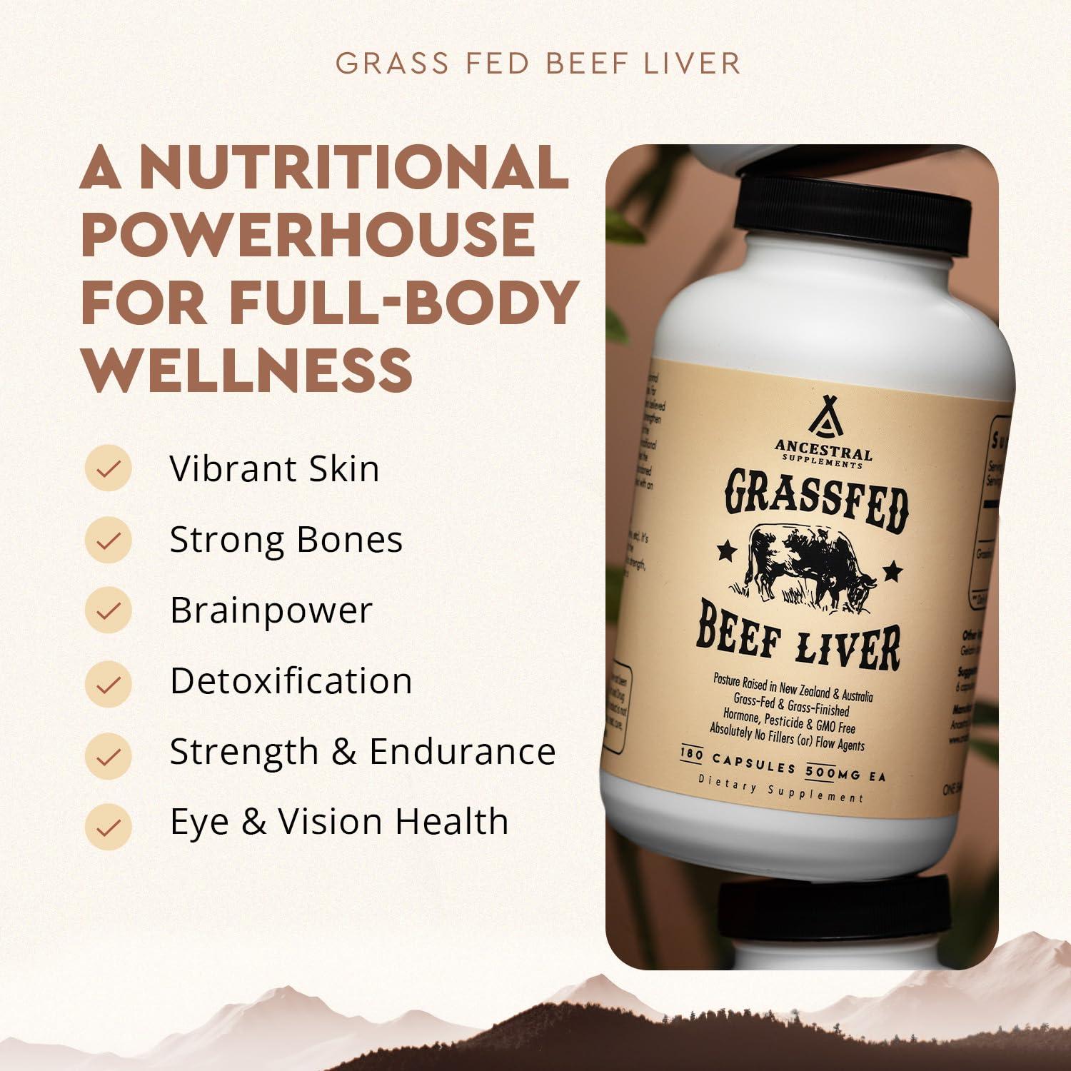 Ancestral Supplements Grass Fed Beef Liver 180 Capsules, Supports Energy Production, Detoxification, Digestion, Immunity and Full Body Wellness, Non-GMO, Freeze Dried Liver Health Supplement - Image 4