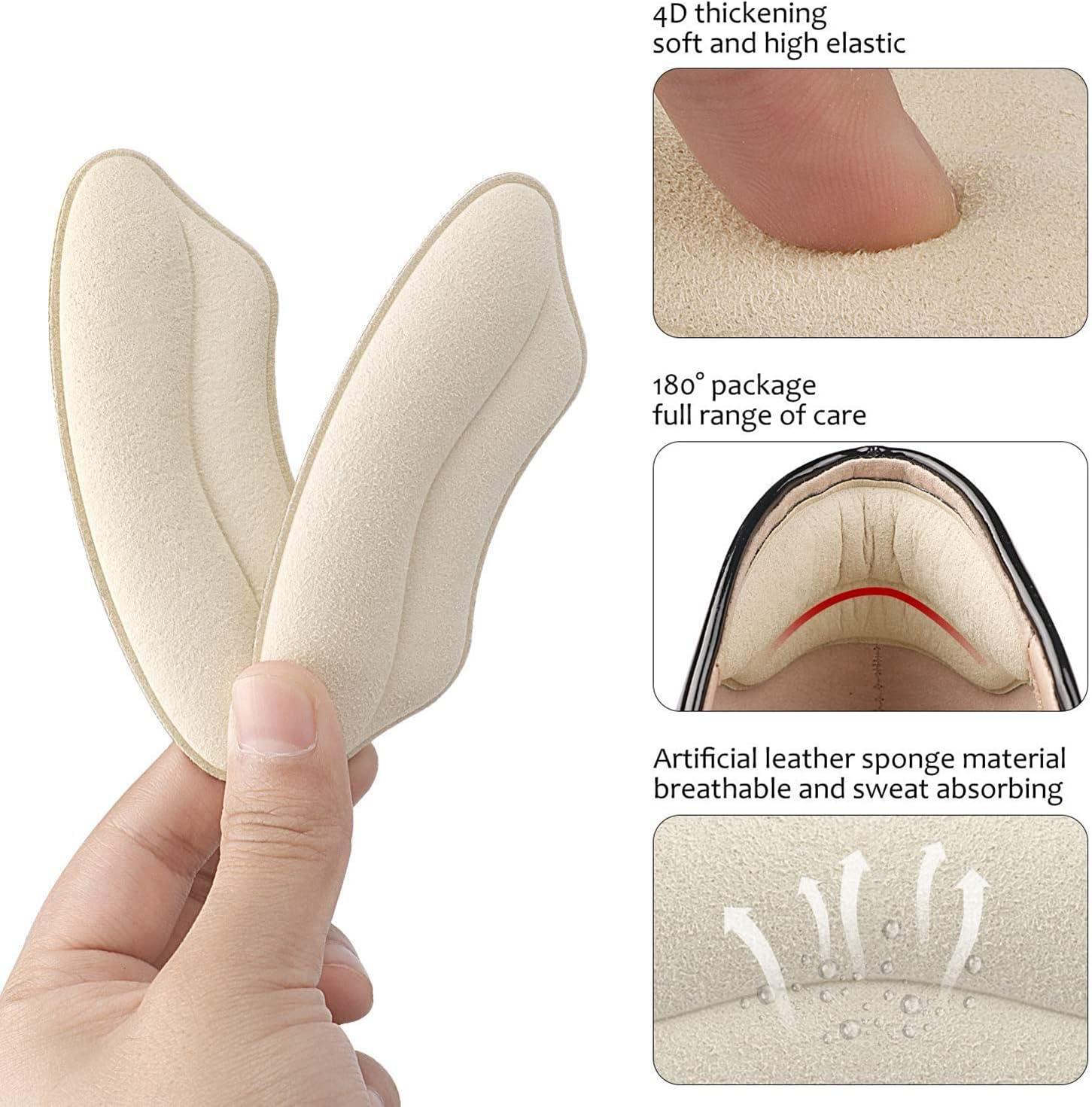 Heel Grips Liner Cushions Inserts for Loose Shoes, Heel Pads Snugs for Shoe Too Big Men Women, Filler Improved Shoe Fit and Comfort, Stop Heel Slip and Blister (4 Pairs) (Pale Apricot+Black) - Image 3