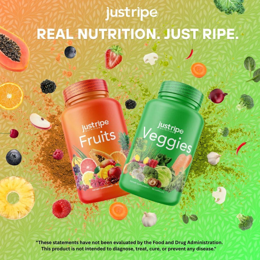 Just Ripe Nutrition Fruits and Veggies Supplement - 90 Fruit and 90 Vegetable Capsules - 100% Whole Natural Superfood - Filled with Vitamins and Minerals - Supports Energy Levels (1 Pack) - Image 5
