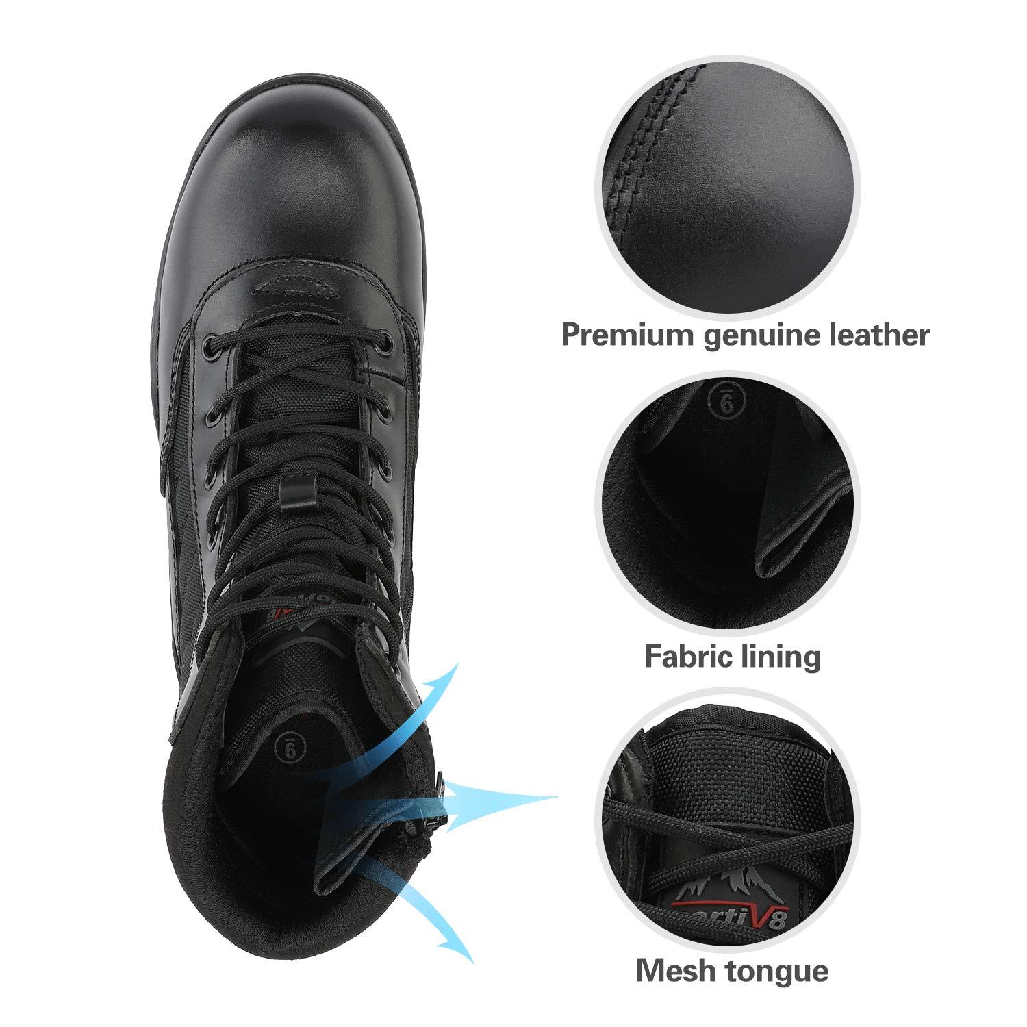 NORTIV 8 Men's Military Tactical Work Boots Side Zipper Leather Motorcycle Combat Boots Trooper(6-8 Inches) - Image 4