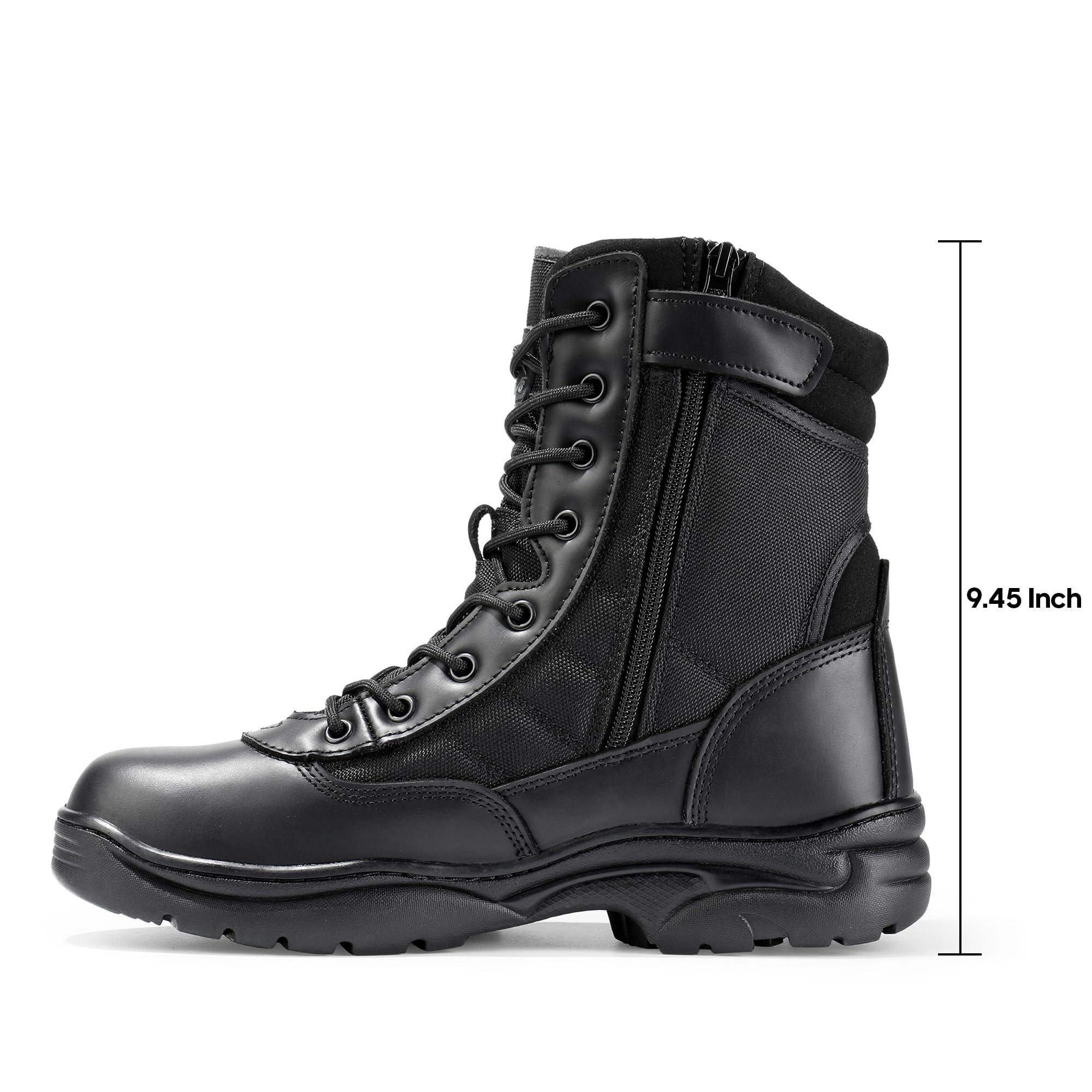 NORTIV 8 Men's Military Tactical Work Boots Side Zipper Leather Motorcycle Combat Boots Trooper(6-8 Inches) - Image 2