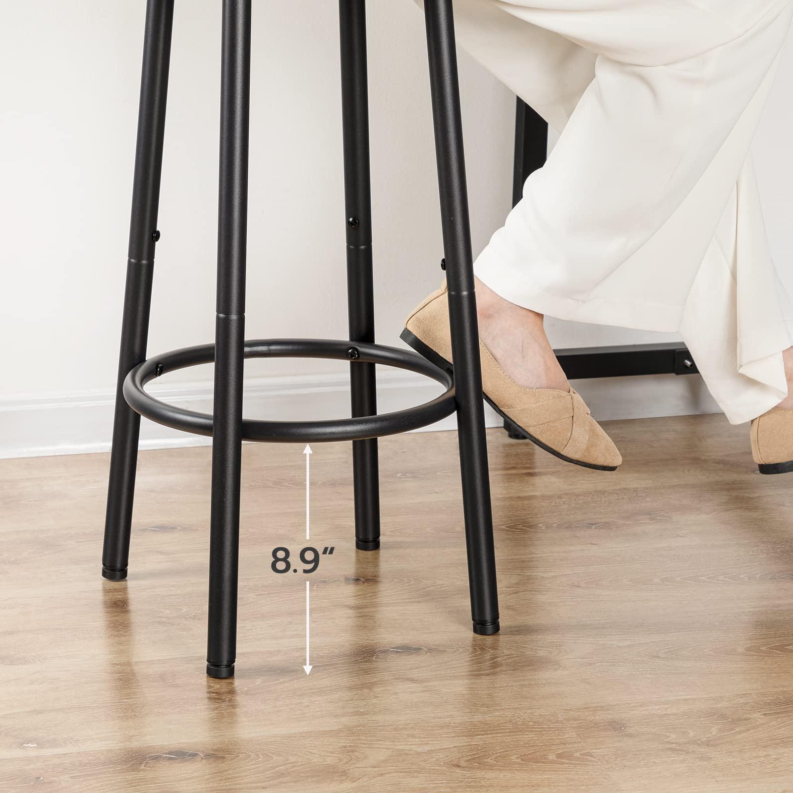 HOOBRO Bar Stools, Set of 2 Bar Chairs, Kitchen Round Height Stools with Footrest, Breakfast Bar Stools, Sturdy Steel Frame, for Dining Room, Kitchen, Party, Easy Assembly, Rustic Brown BF03BY01 - Image 9