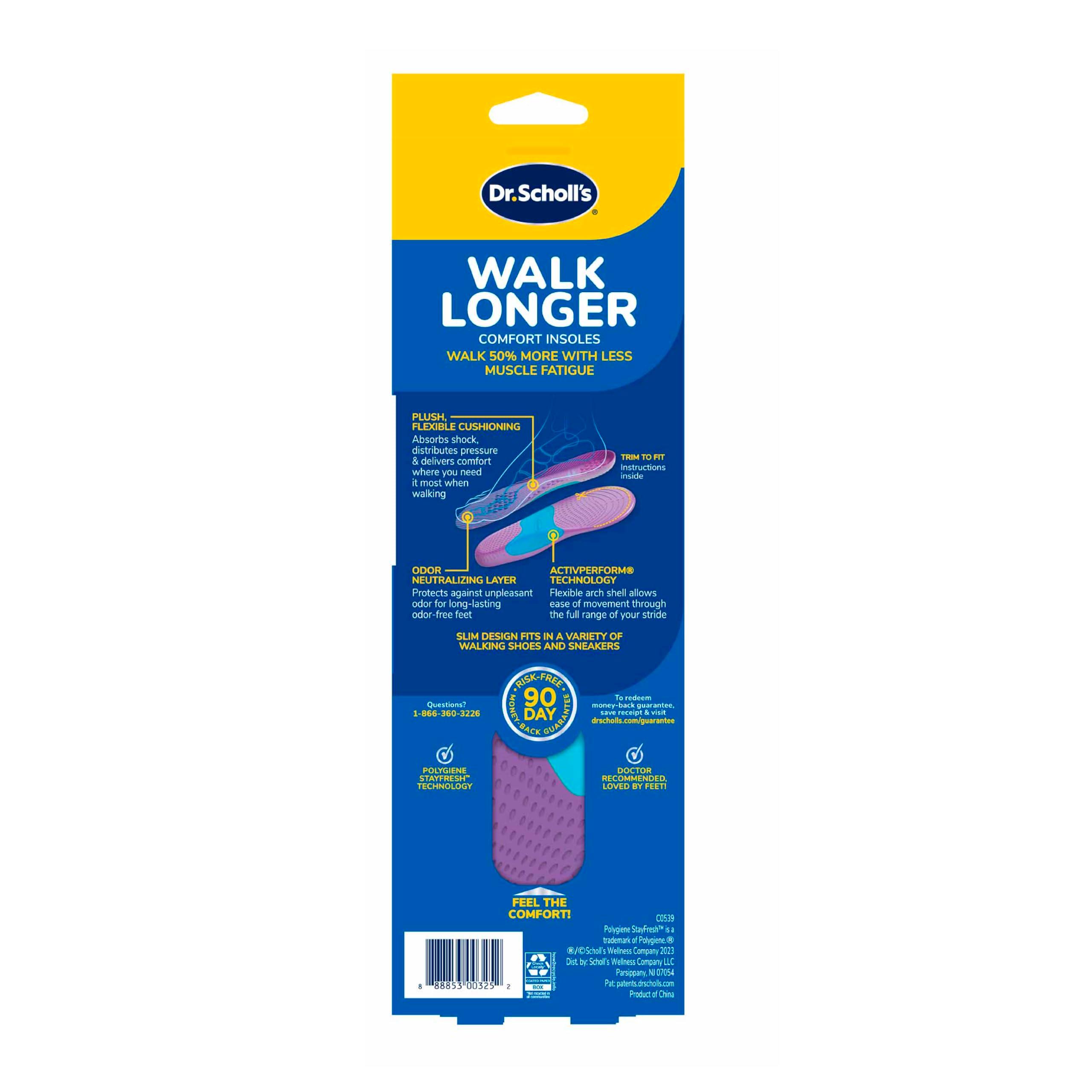 Dr. Scholl's Walk Longer Insoles - Comfortable Plush Foam Cushioning Inserts for Walking, Hiking, and Standing on Feet All-Day with Arch Support - Walk 50% Longer Without Muscle Fatigue - Image 8