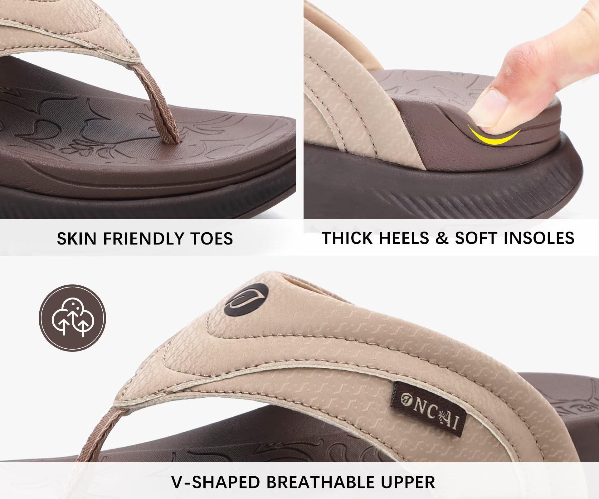 ONCAI Women's Orthotic Cushion Flip Flops Recovery Walking Sandals for Women with Arch Support Summer Comfortable Slip On Flip Flops for Womans Size 6-12 - Image 4