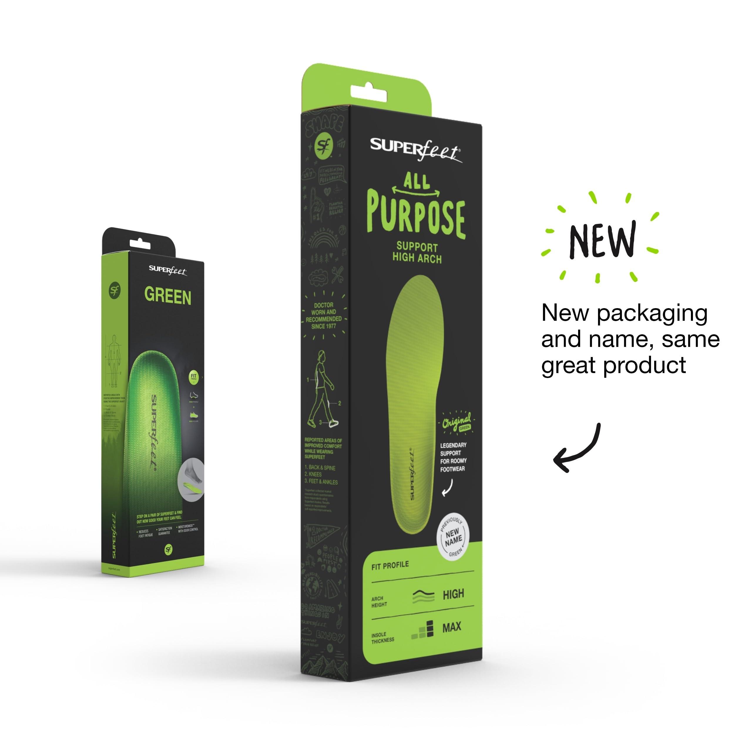Superfeet All-Purpose Support High Arch Insoles (Green) - Trim-To-Fit Orthotic Shoe Inserts - Professional Grade - Men 5.5-7 / Women 6.5-8 - Image 2