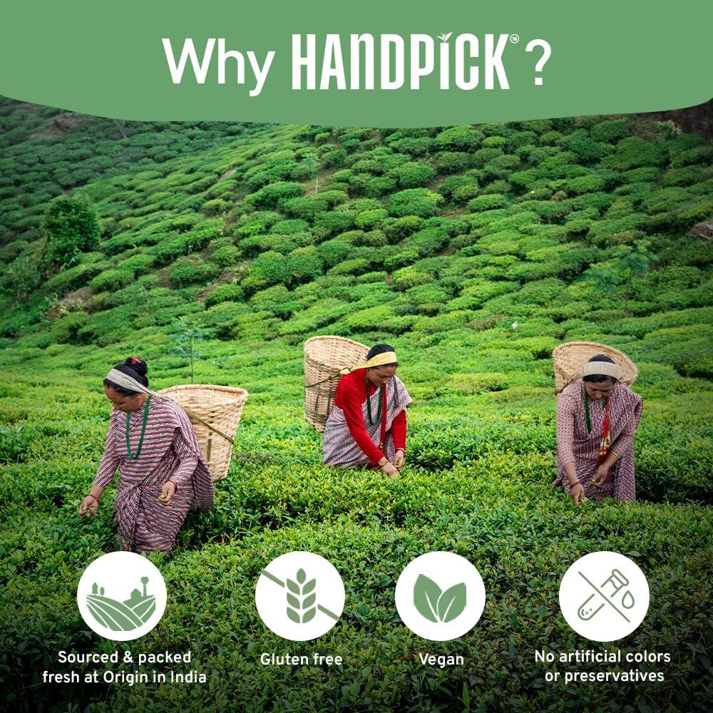 HANDPICK, Green Tea Loose Leaf (255g/9oz) +100 Cups | Non-GMO, 100% Pure Green Tea Leaves Sourced from Himalayas, India | Resealable Ziplock Pouch - Image 7