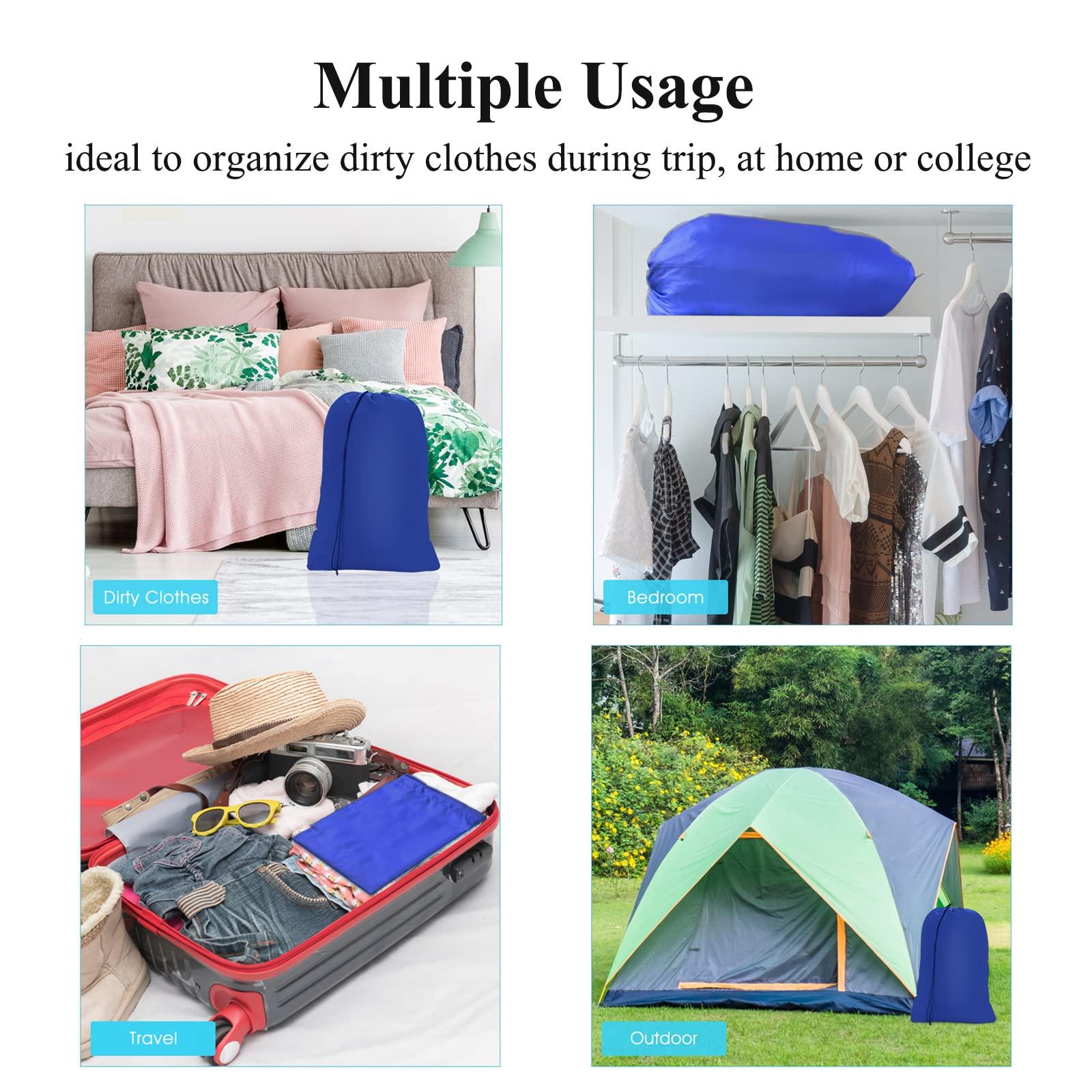 OTraki 28 x 45 inch Extra Large Laundry Bag 2 Pack Drawstring Laundry Hamper Bag Heavy Duty Dirty Clothes Bag Washable Organizer Storage for Camp Home Dorm Hotel Laundromat Blue - Image 8