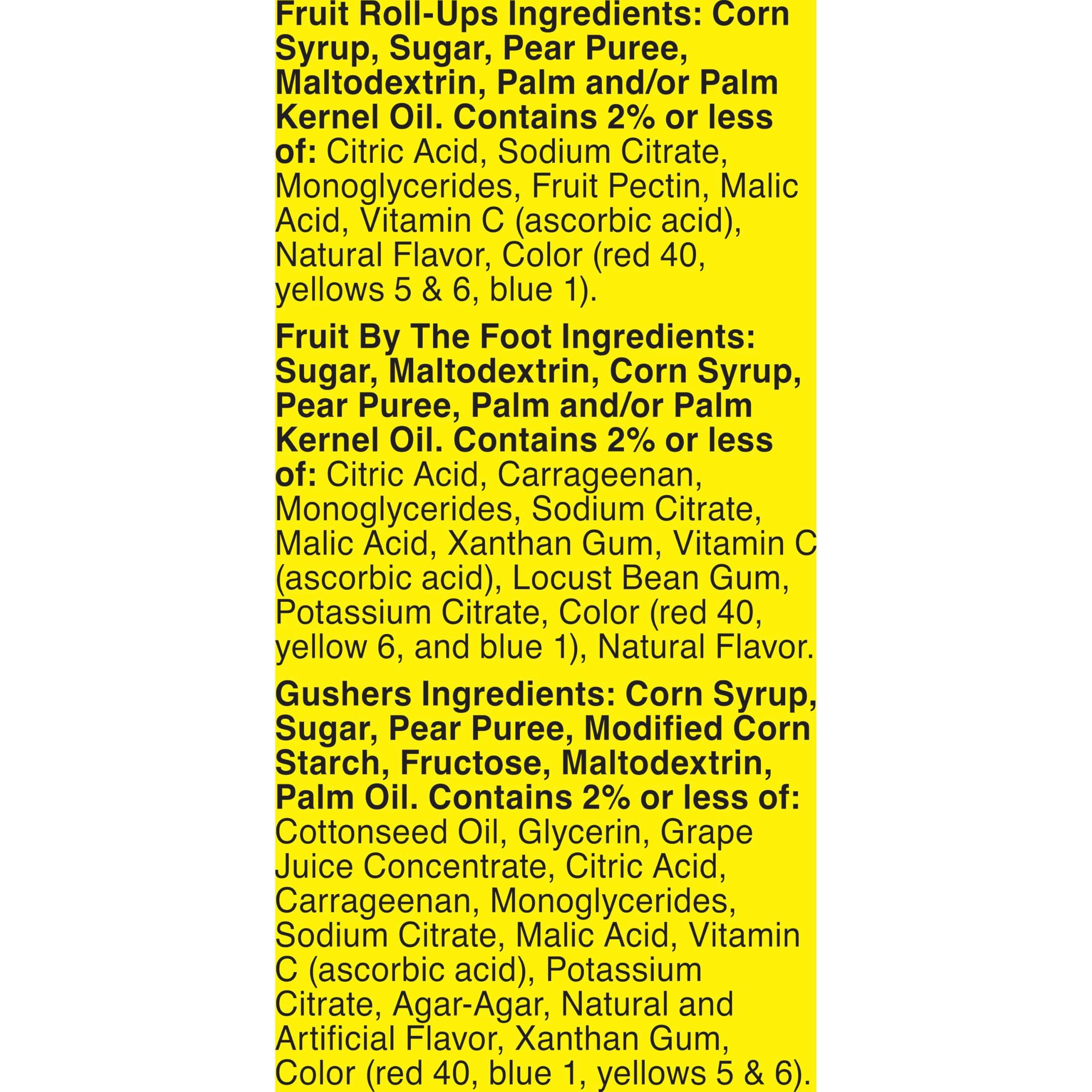 Fruit Roll-Ups, Fruit by the Foot, Gushers, Flavored Snacks Variety Pack, Gluten Free, 16 Ct, 10.2 oz - Image 3