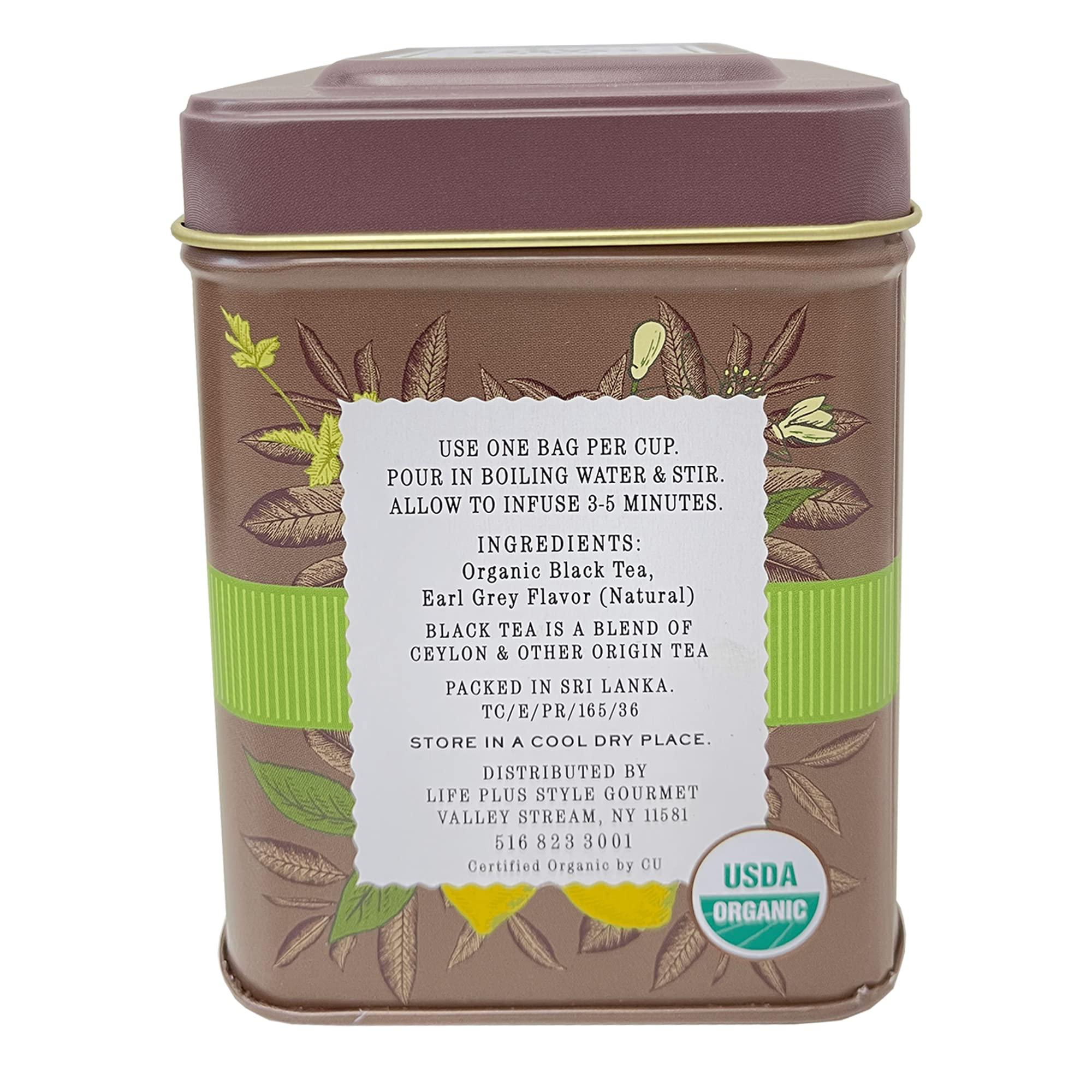 Premium USDA Organic Earl Grey Bergamot Tea Bags 50 Pack Designer Tin, Crafted in Sri Lanka, Naturally Caffeinated Herbal Teabags Full Bodied Flavor, Keto. Bulk (50-Count) - Image 2