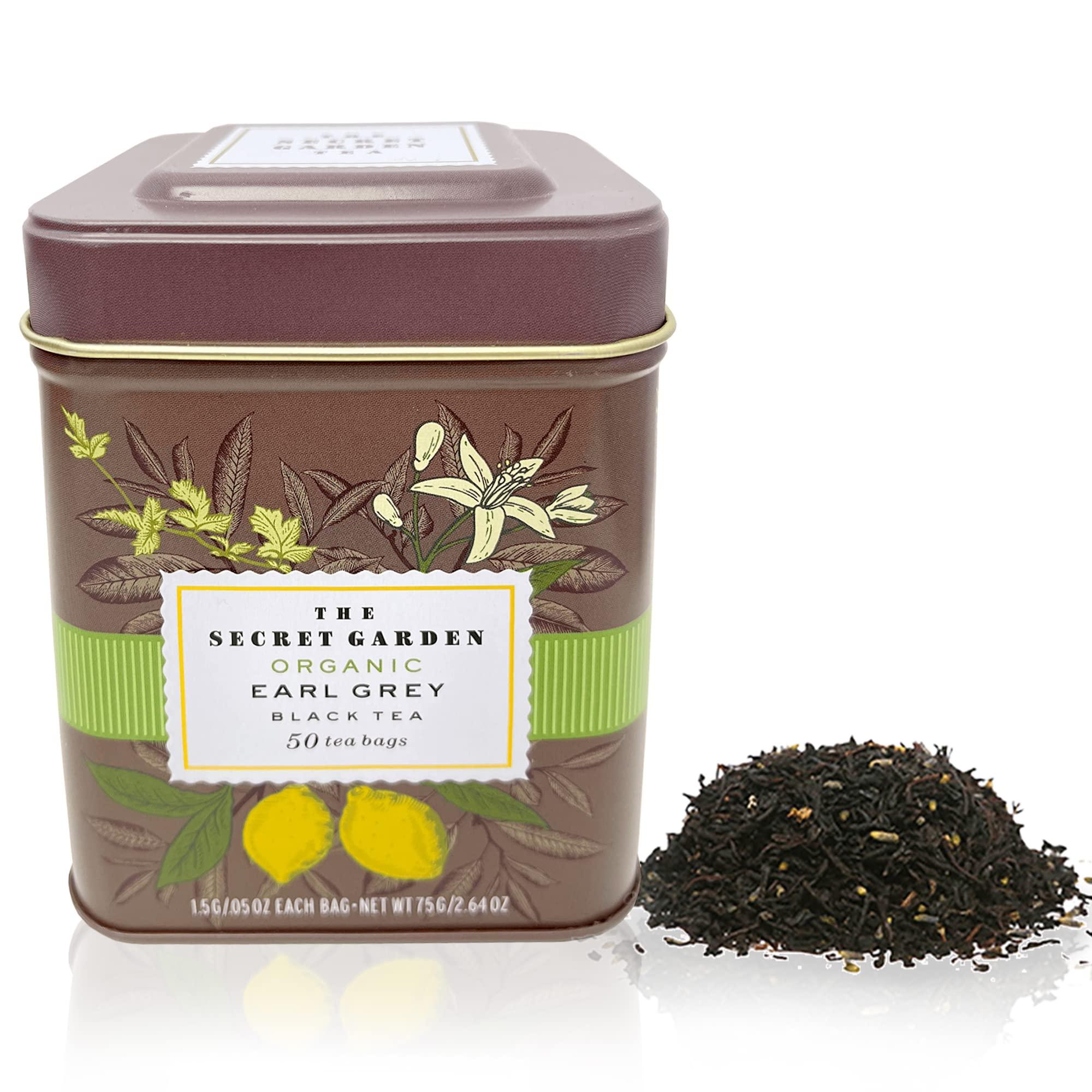Premium USDA Organic Earl Grey Bergamot Tea Bags 50 Pack Designer Tin, Crafted in Sri Lanka, Naturally Caffeinated Herbal Teabags Full Bodied Flavor, Keto. Bulk (50-Count)