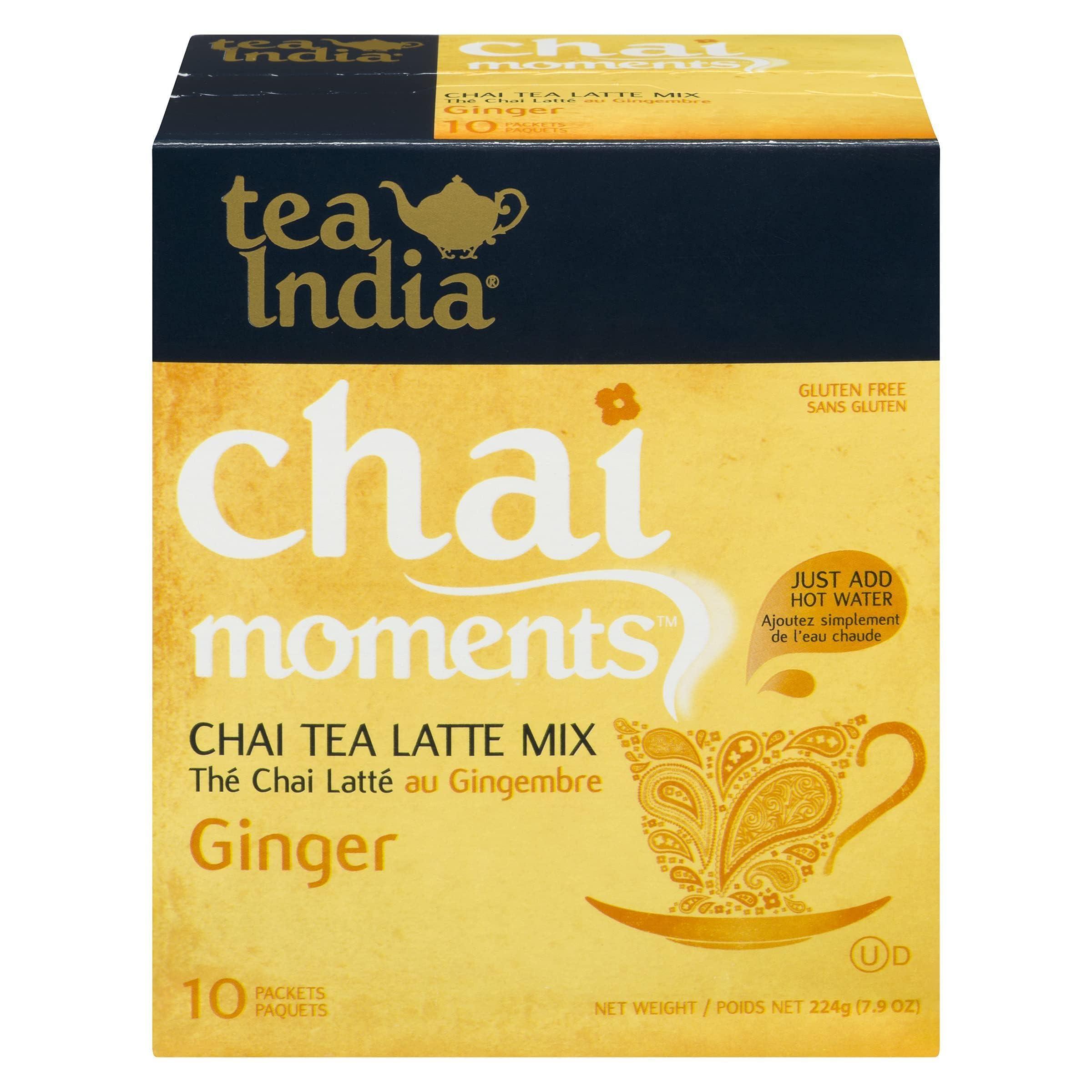 Tea India, Ginger Chai Tea Latte Mix, 10 Pouches