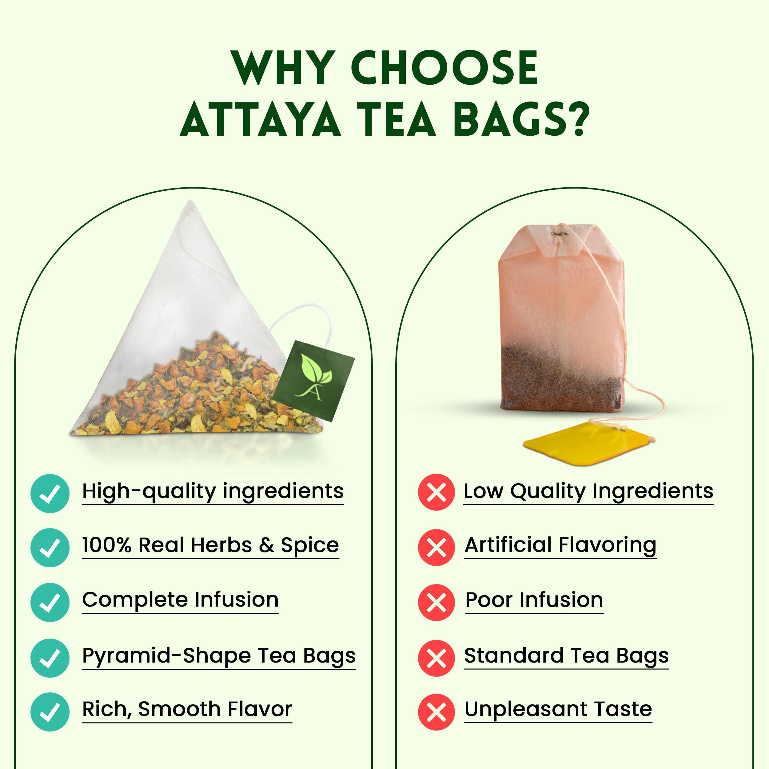 Attaya Ashwagandha Tea Bags - Ashwangandha + Turmeric Delight Tea -100 Tea Bags -100% Herbal blend of Ashwagandha, Turmeric, Cinnamon, and Green Tea, 7.05 oz (200g) - Image 5