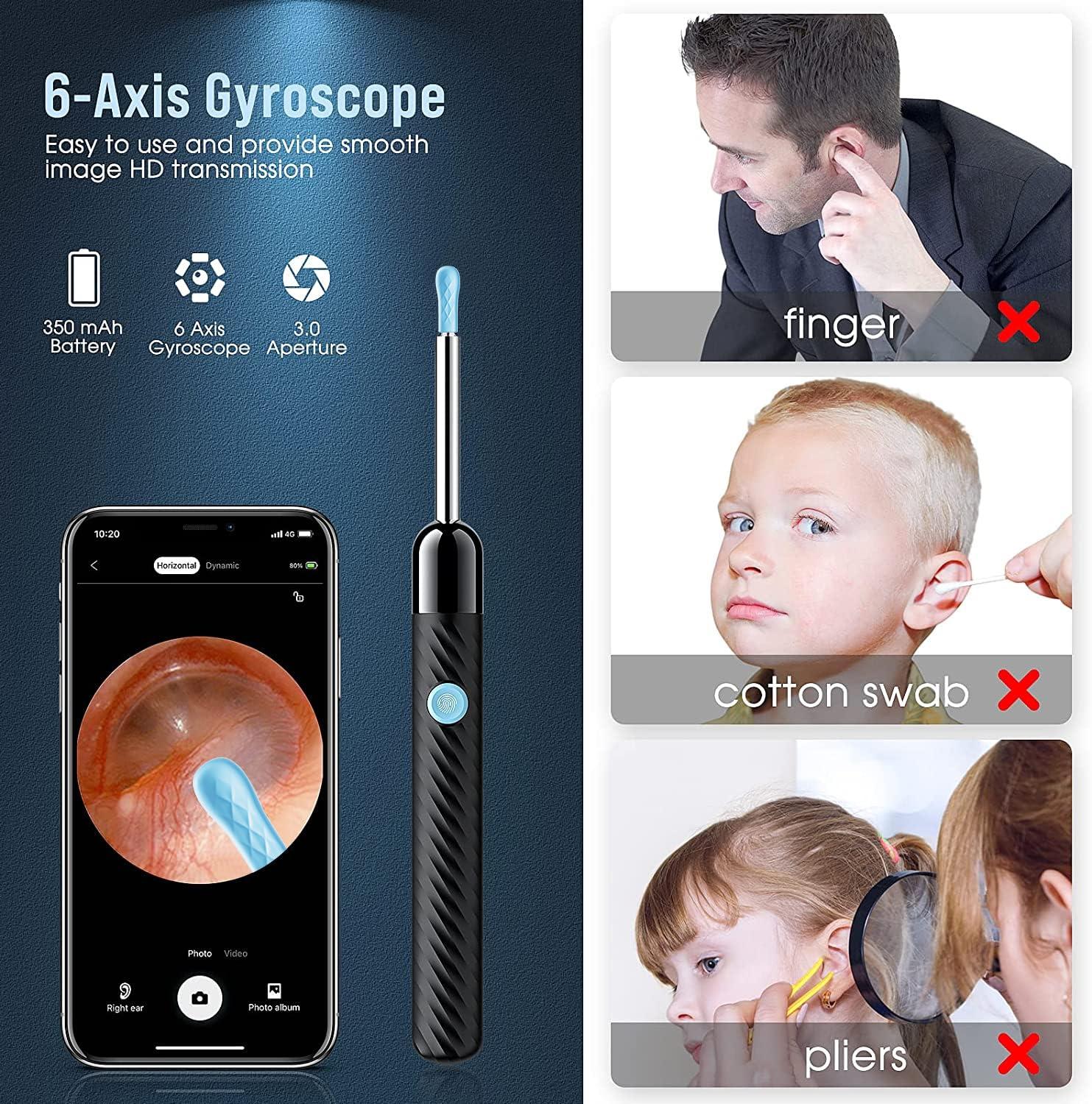 Ear Wax Removal - Earwax Remover Tool with 8 Pcs Ear Set - Ear Canal Cleaner with 1080P Camera - FSA HSA Eligible - Ear Cleaning Kit with 6 Ear Spoon - Ear Camera for iOS & Android (Black) - Image 5