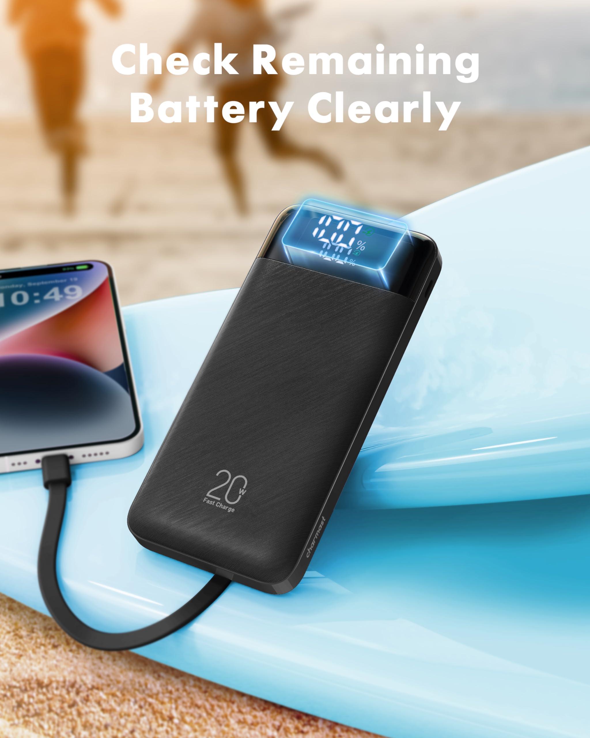 Charmast 20000mAh Portable Charger with 4 Built-in Cables & 6 Outputs, 20W Power Bank Fast Charging - USB C External Battery Pack for iPhone 16 15 14, Android, iPad, Tablet & More (Travel Essential) - Image 7