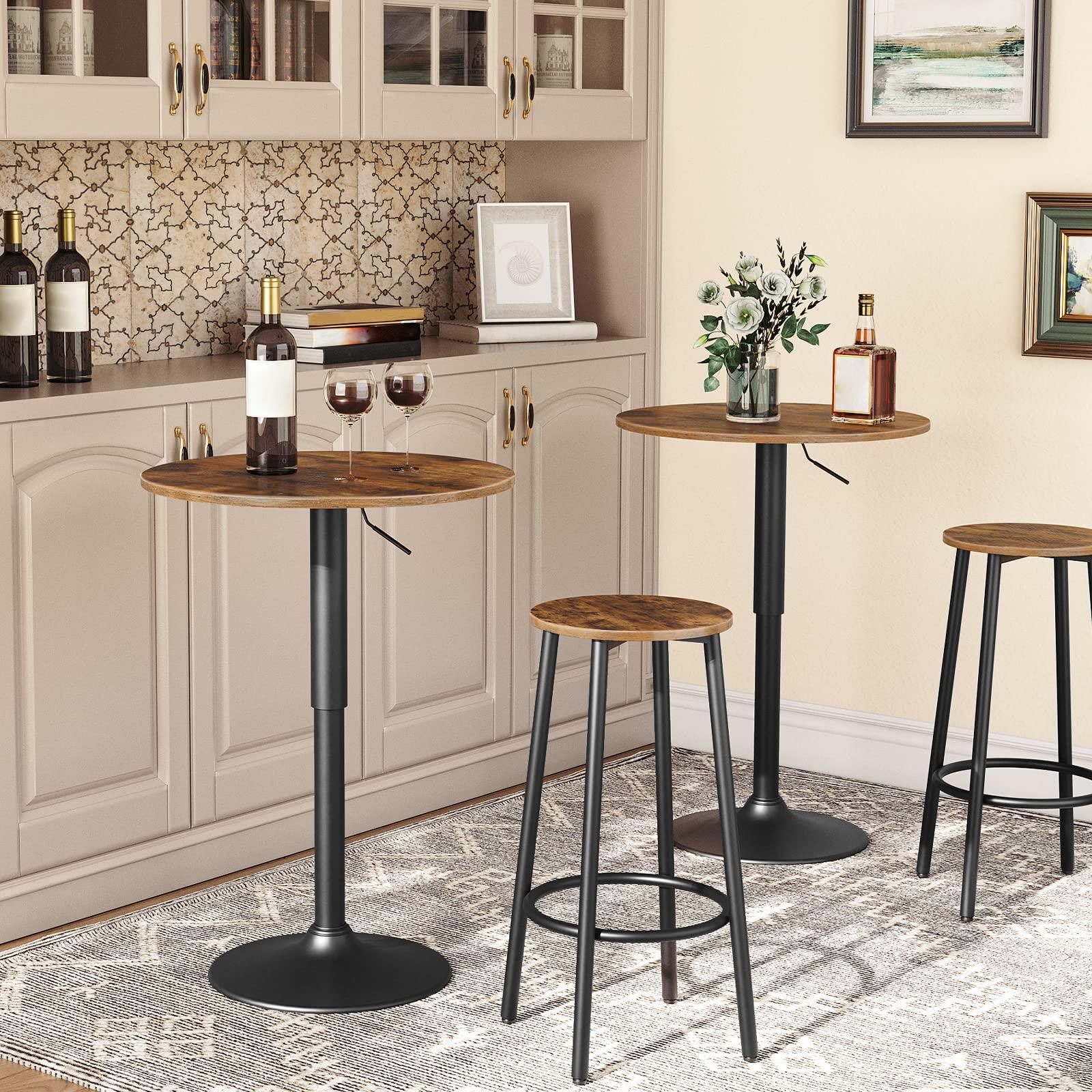 HOOBRO Bar Stools, Set of 2 Bar Chairs, Kitchen Round Height Stools with Footrest, Breakfast Bar Stools, Sturdy Steel Frame, for Dining Room, Kitchen, Party, Easy Assembly, Rustic Brown BF03BY01 - Image 2