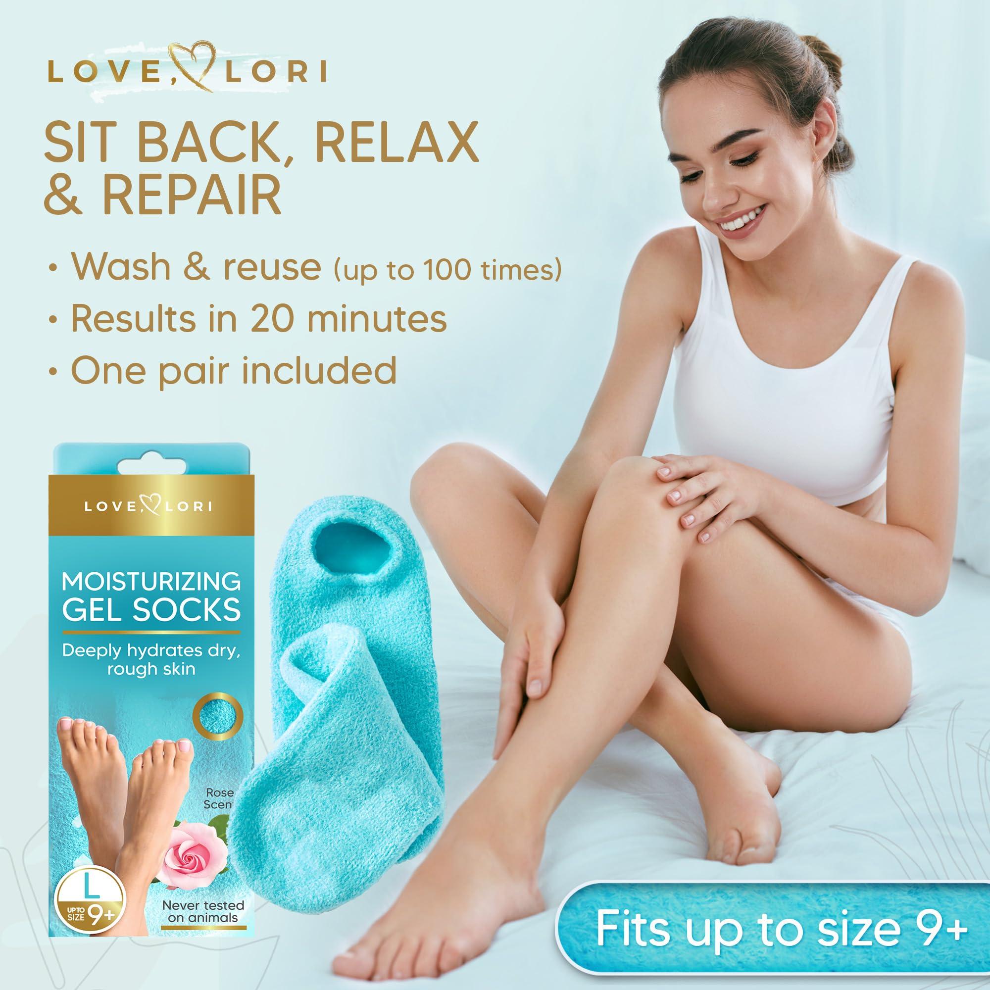Moisturizing Socks - Premium Gel Silicone Aloe Foot Spa Socks (Sizes 9-10) Infused with Vitamin E & JoJoba Oil - Self Care Gifts for Women - Image 3