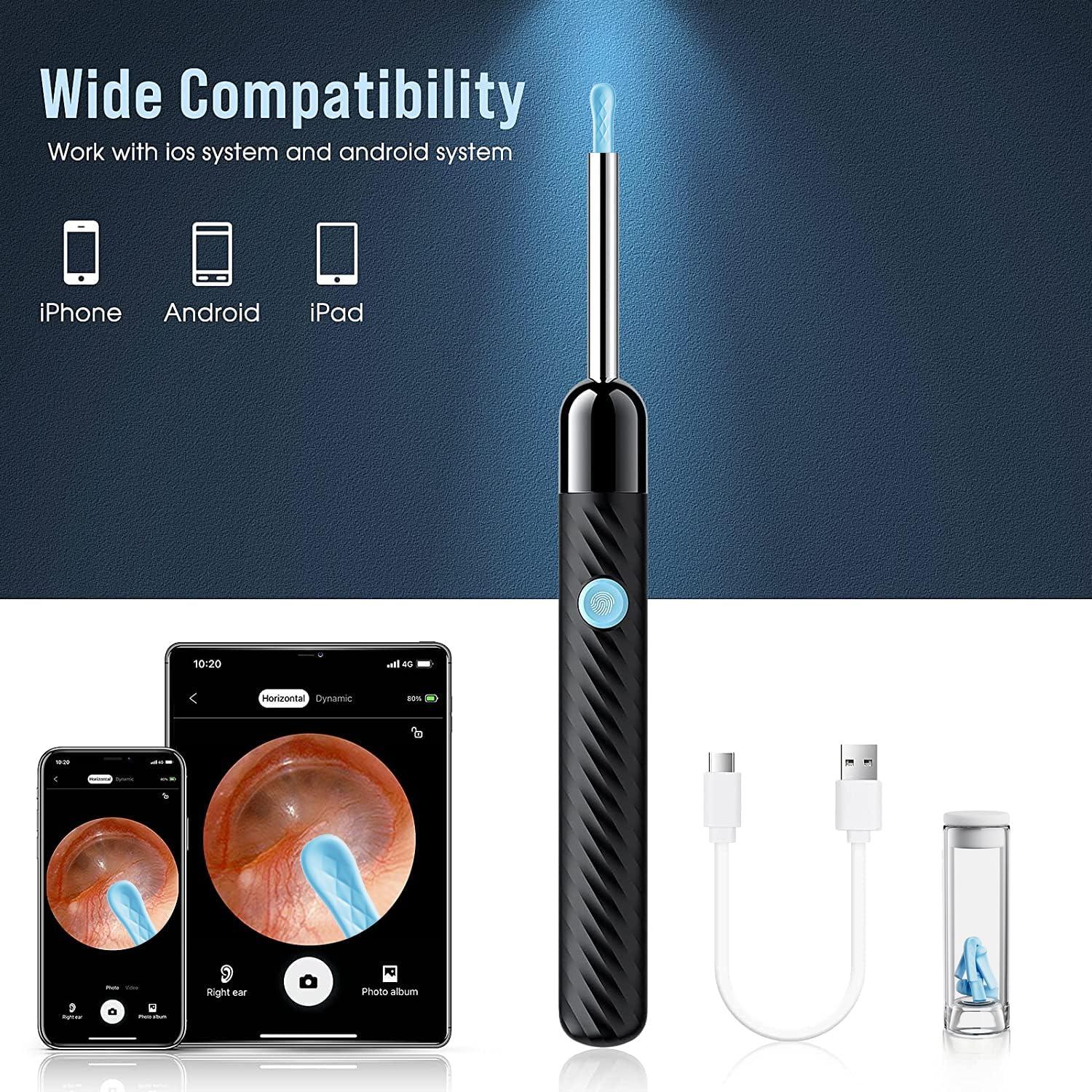 Ear Wax Removal - Earwax Remover Tool with 8 Pcs Ear Set - Ear Canal Cleaner with 1080P Camera - FSA HSA Eligible - Ear Cleaning Kit with 6 Ear Spoon - Ear Camera for iOS & Android (Black) - Image 7