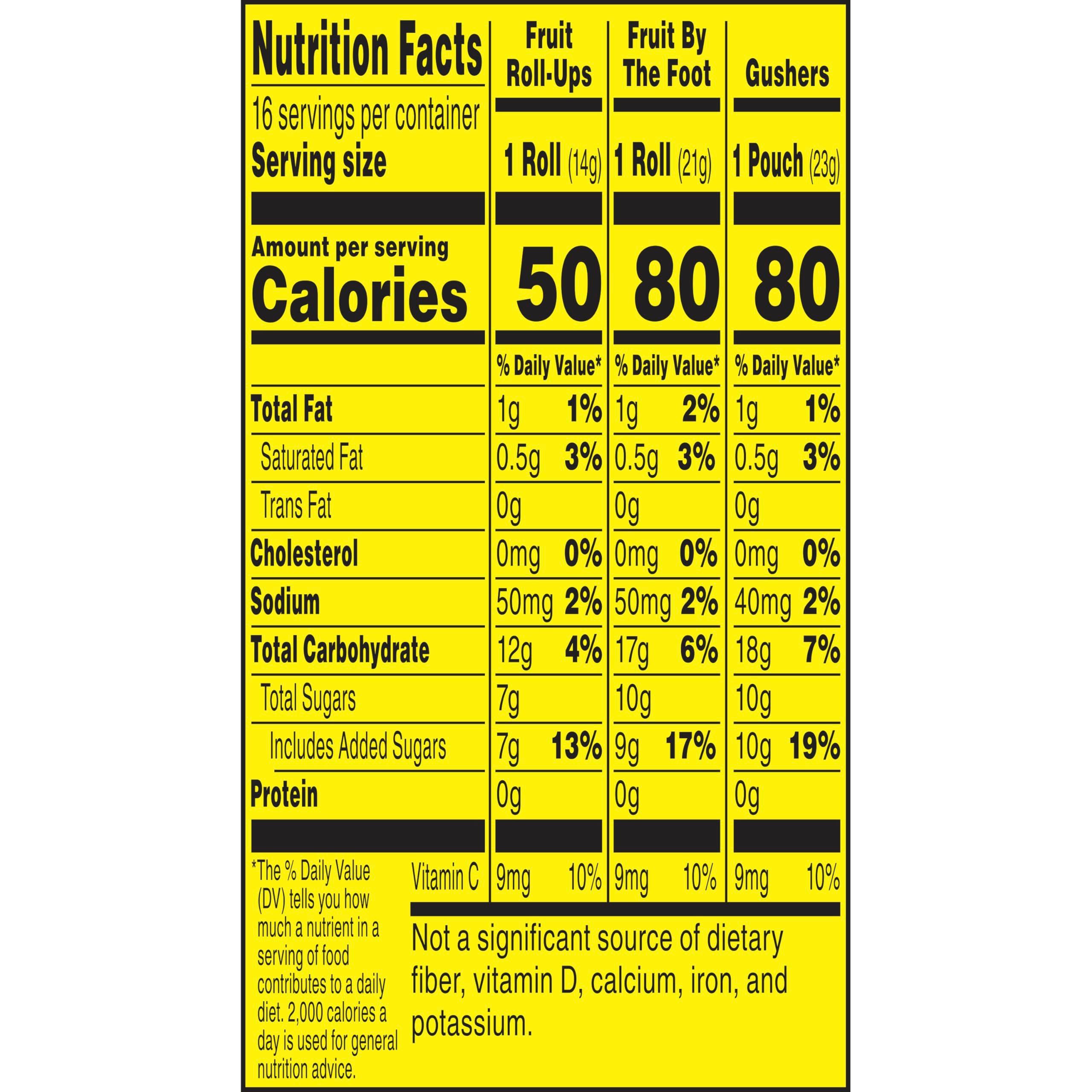 Fruit Roll-Ups, Fruit by the Foot, Gushers, Flavored Snacks Variety Pack, Gluten Free, 16 Ct, 10.2 oz - Image 2