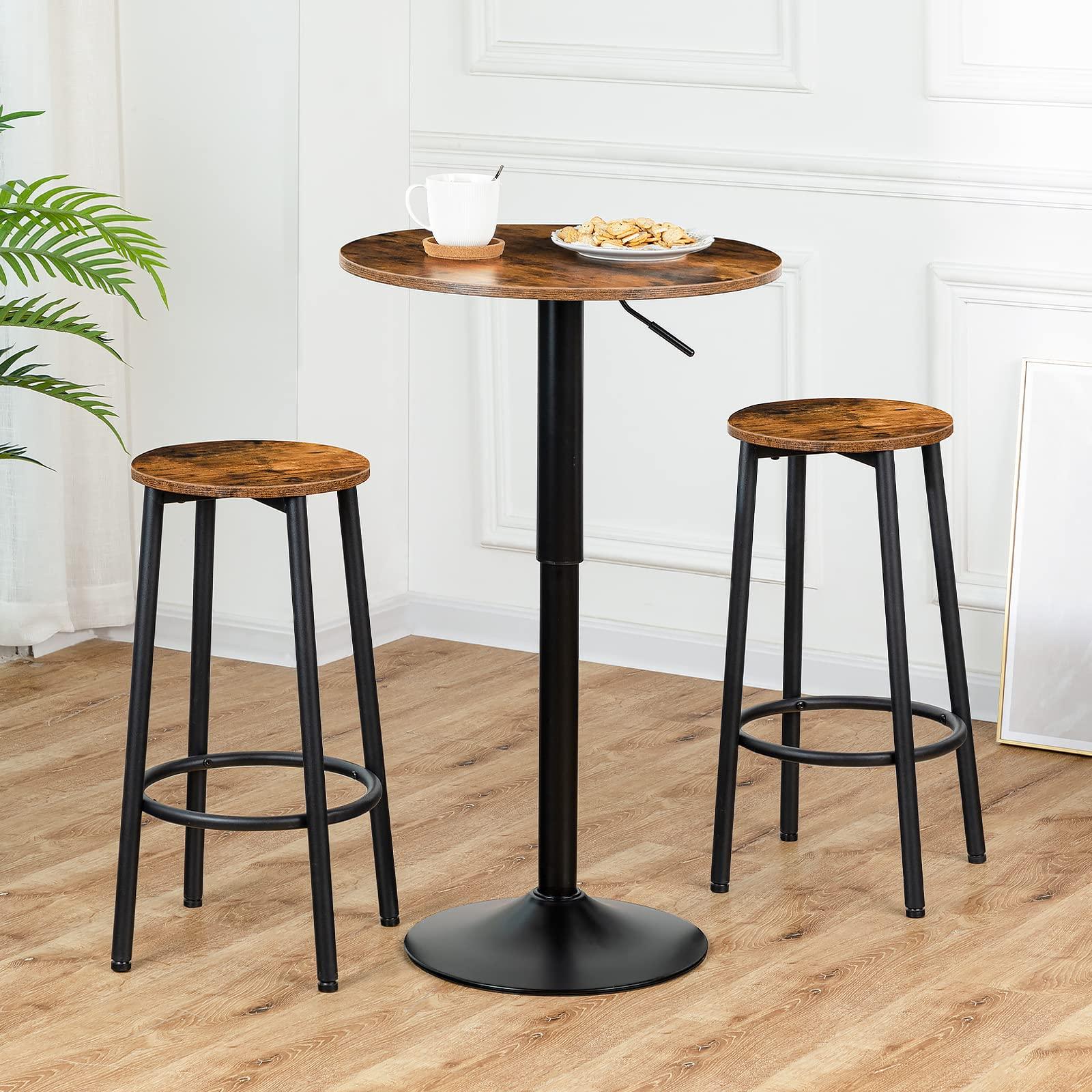 HOOBRO Bar Stools, Set of 2 Bar Chairs, Kitchen Round Height Stools with Footrest, Breakfast Bar Stools, Sturdy Steel Frame, for Dining Room, Kitchen, Party, Easy Assembly, Rustic Brown BF03BY01 - Image 10