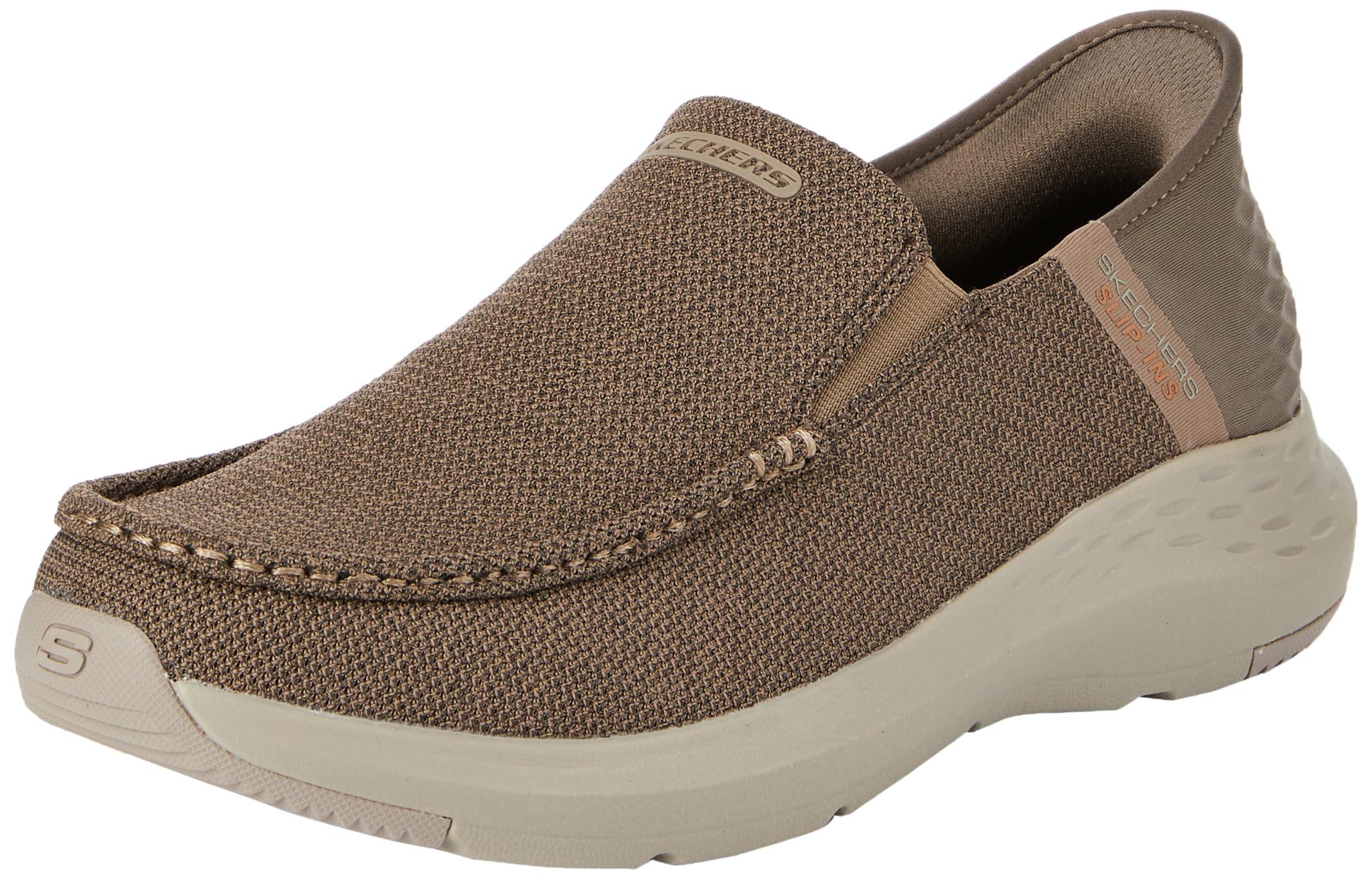 Skechers USA Men's Men's Parson-Ralven 204804 Moc Toe Slip-Ins, Taupe, 12