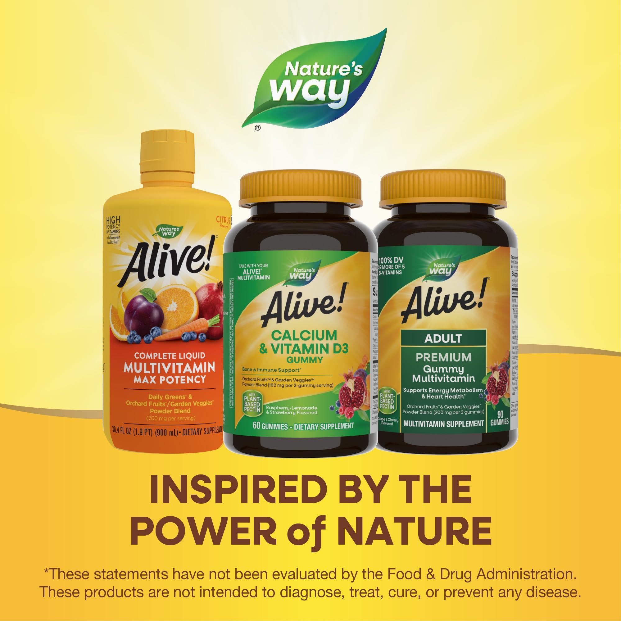 Nature's Way Alive! Daily Calcium & Vitamin D3 Gummies, Bone Support*, Immune Support*, Strawberry and Raspberry- Lemonade Flavored, 60 Gummies - Image 7