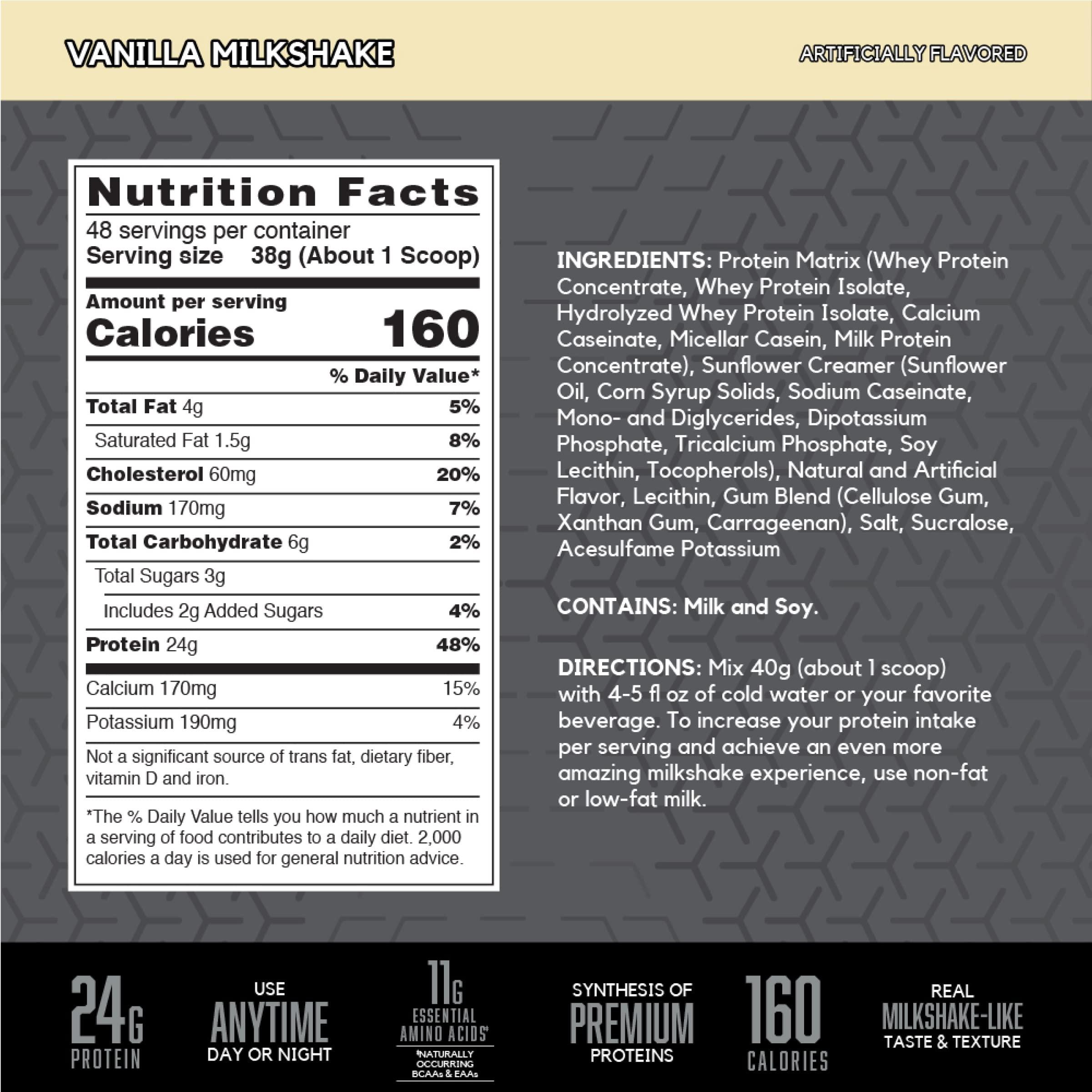BSN SYNTHA-6 Edge Protein Powder, Vanilla Protein Powder with Hydrolyzed Whey, Micellar Casein, Milk Protein Isolate, Low Sugar, 24g Protein, Vanilla Milkshake, 48 Servings - Image 2