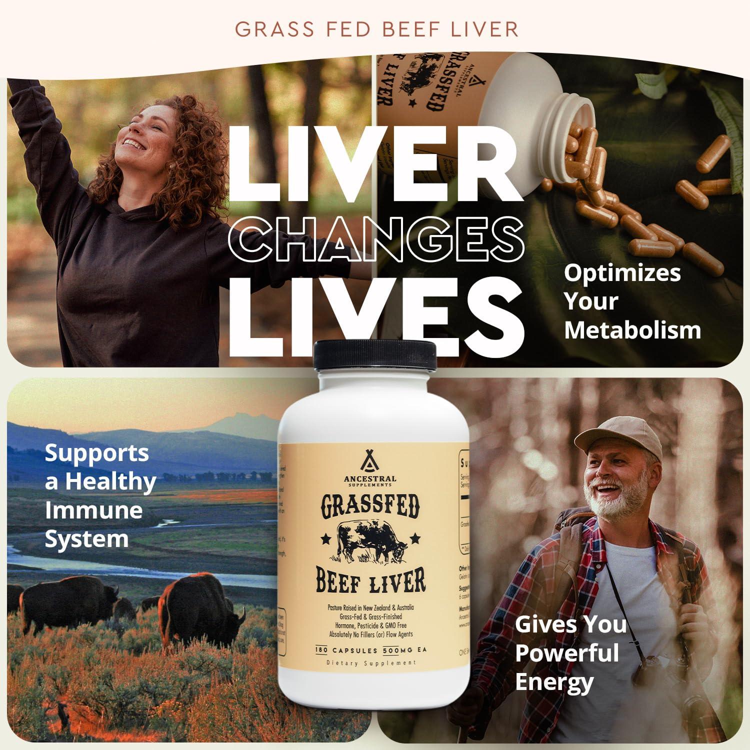 Ancestral Supplements Grass Fed Beef Liver 180 Capsules, Supports Energy Production, Detoxification, Digestion, Immunity and Full Body Wellness, Non-GMO, Freeze Dried Liver Health Supplement - Image 3