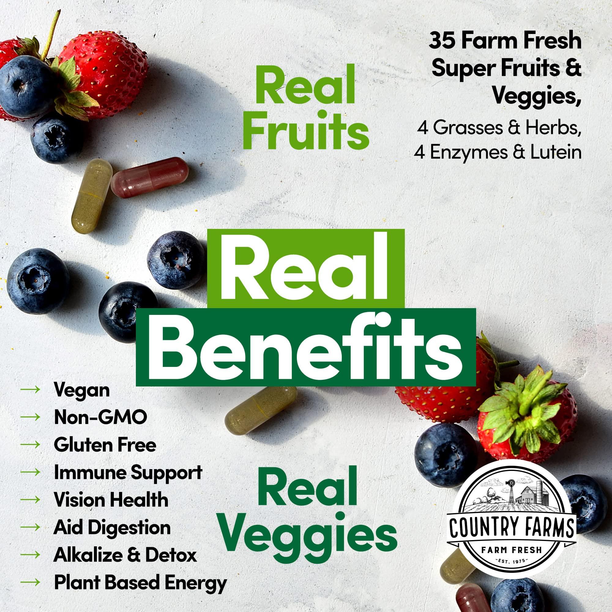 COUNTRY FARMS Super Fruits and Veggies Capsules, Whole Food Supplement, Powerful Antioxidant, Supports Energy, Immune Health, Boosts Digestive Health, 30 Super Foods, 30 Servings - Image 7