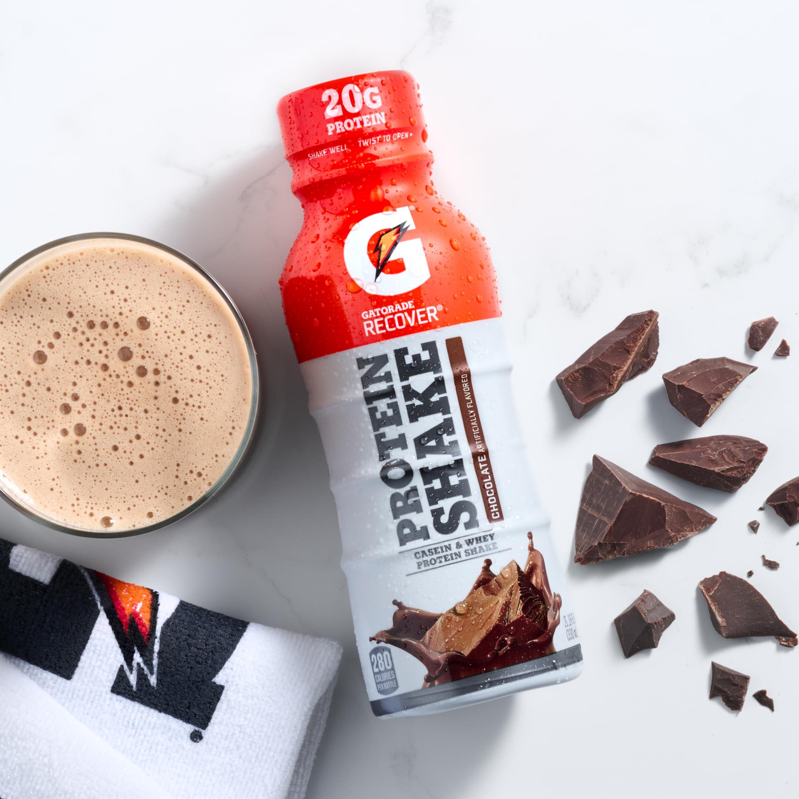 Gatorade Recover Protein Shake, Chocolate, 20g Protein, 11.6 fl oz Plastic Bottle, Pack of 12 - Image 2