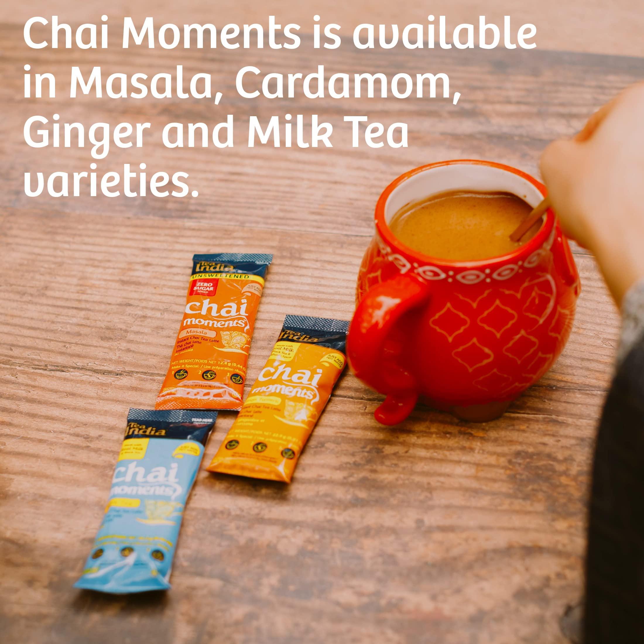 Tea India Chai Moments Ginger Turmeric Chai Tea Instant Latte Mix Flavorful Blend Of Premium Black Tea, Cardamom & Natural Ingredients Traditional Indian Tea Individually wrapped 10 Sachets - Image 5