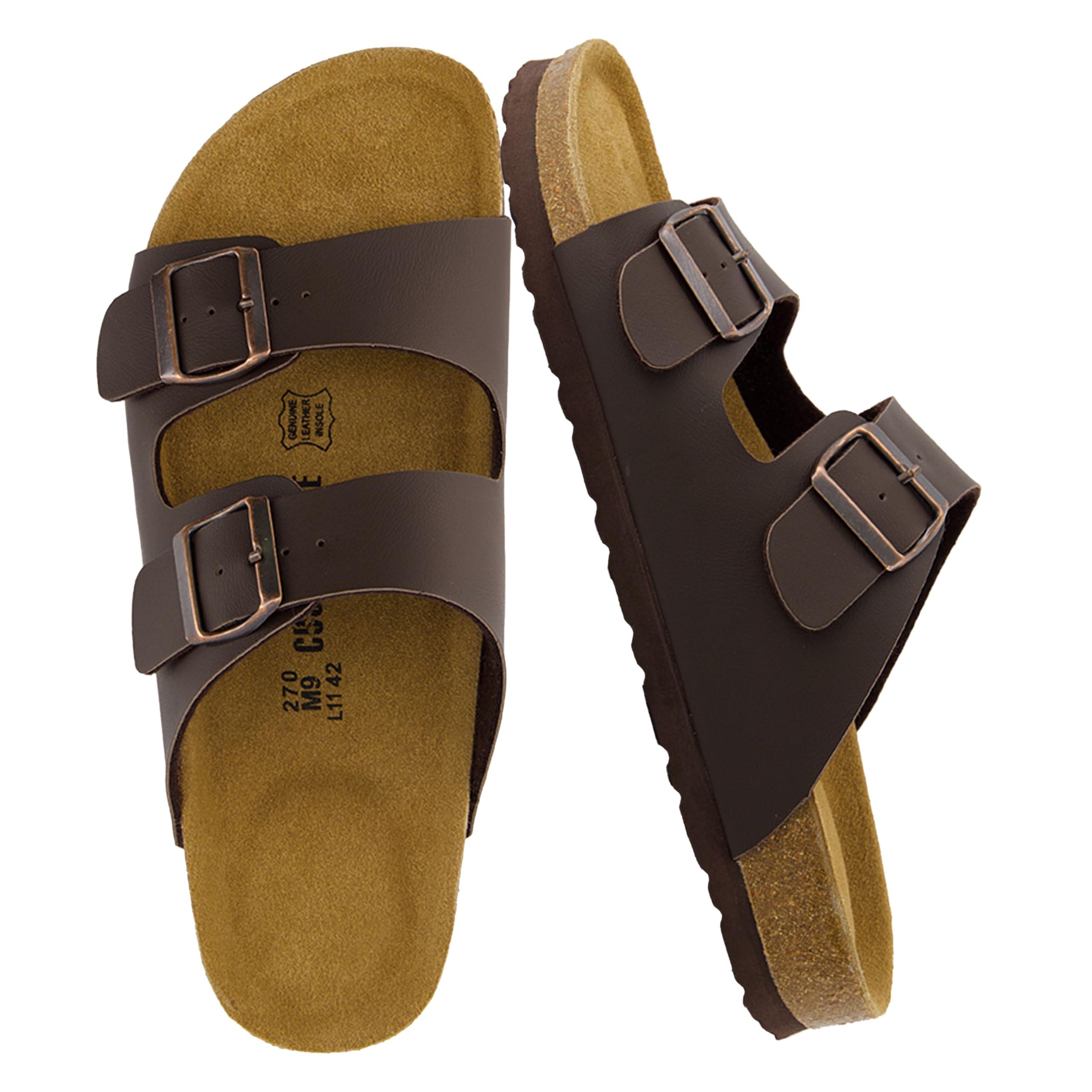 CUSHIONAIRE Men's Lane Cork Footbed Sandal with +Comfort, Arch Support, Adjustable Straps - Comfortable Slide Sandals for Walking, Casual Summer Footwear