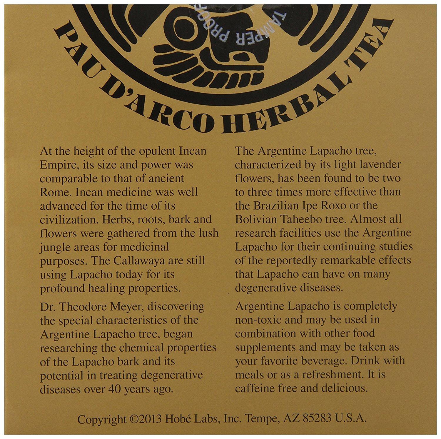 Hobe Labs Treasure of The Incas PAU D'Arco Herbal Tea - 54 Tea Bags - Image 2